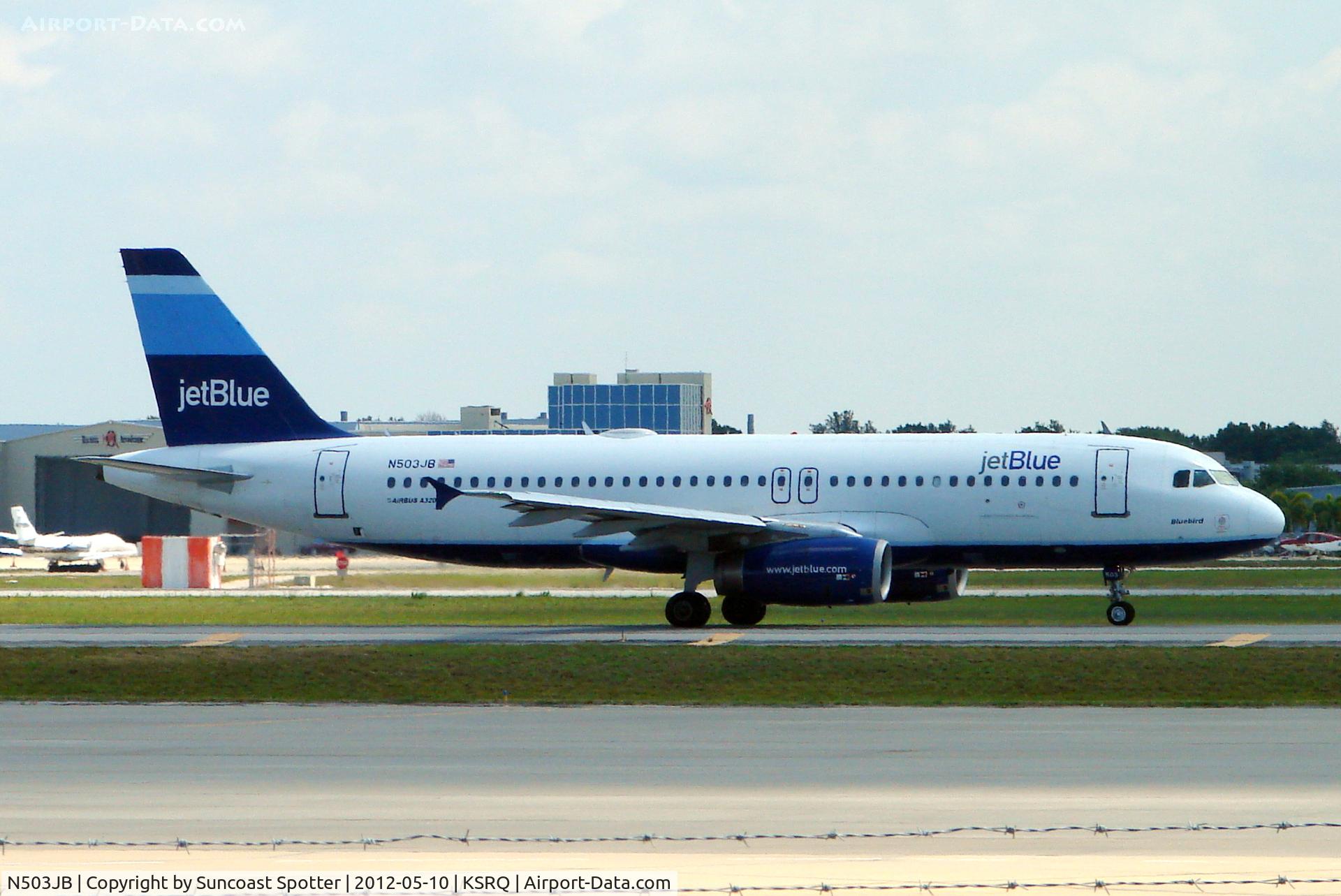 N503JB, 1999 Airbus A320-232 C/N 1123, JetBlue Flight 346 taxis for departure at Sarasota-Bradenton International Airport