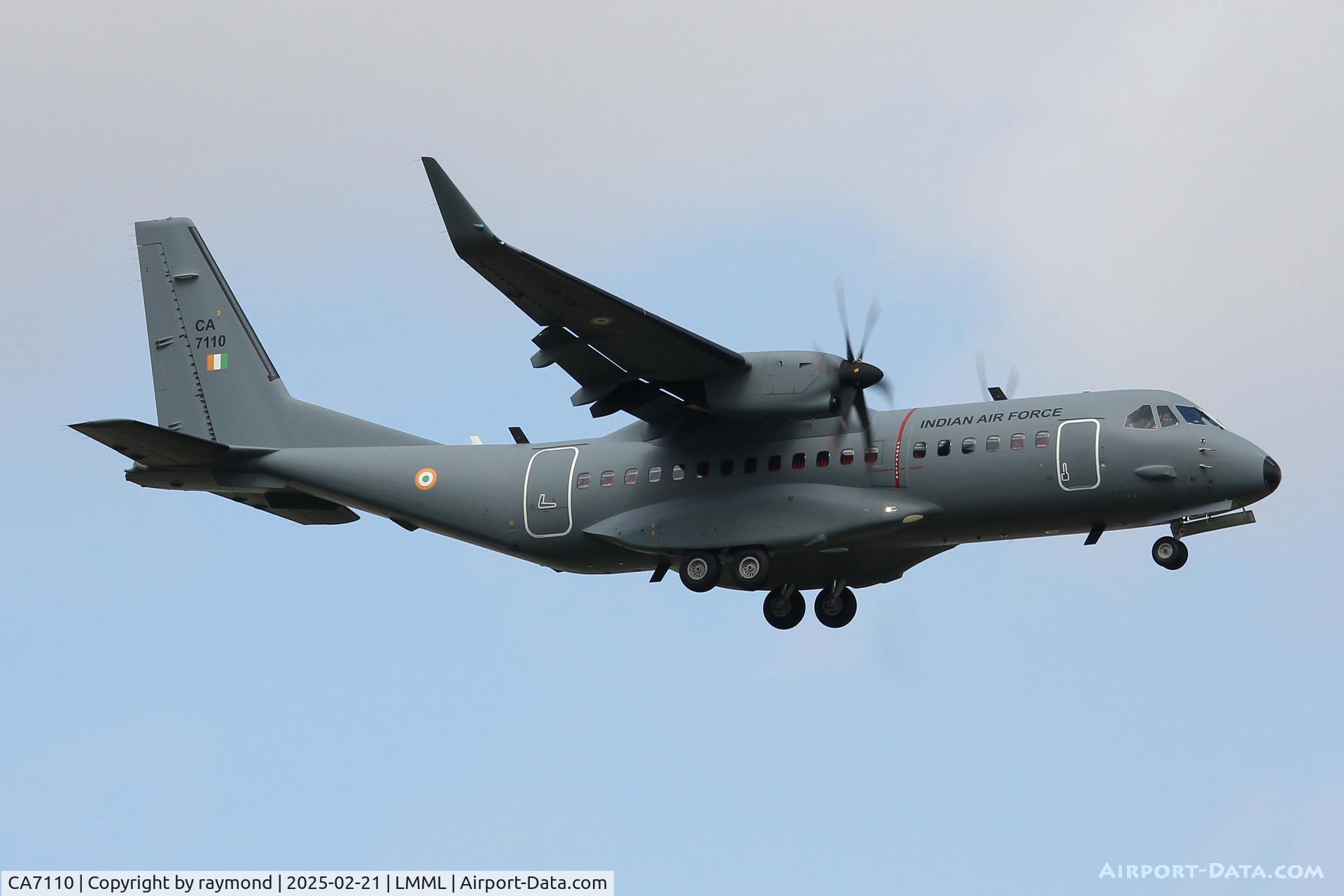 CA7110, 2024 CASA C-295W C/N S-241, Casa C-295W  CA7110 Indian Air Force on delivery flight, seen here landing in Malta RW13.