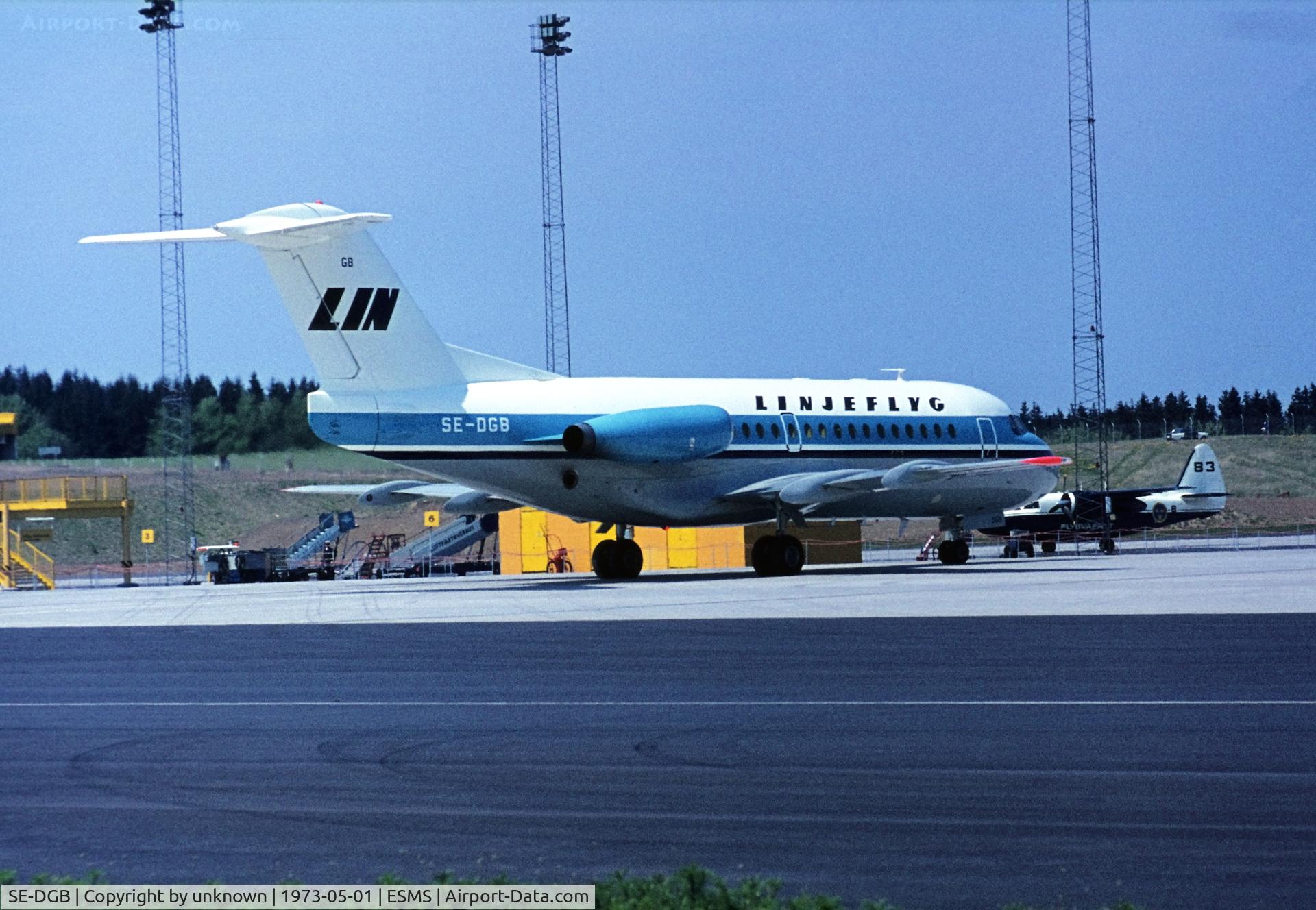 SE-DGB, 1972 Fokker F.28-1000 Fellowship C/N 11068, Malmø Sturup 5.1973