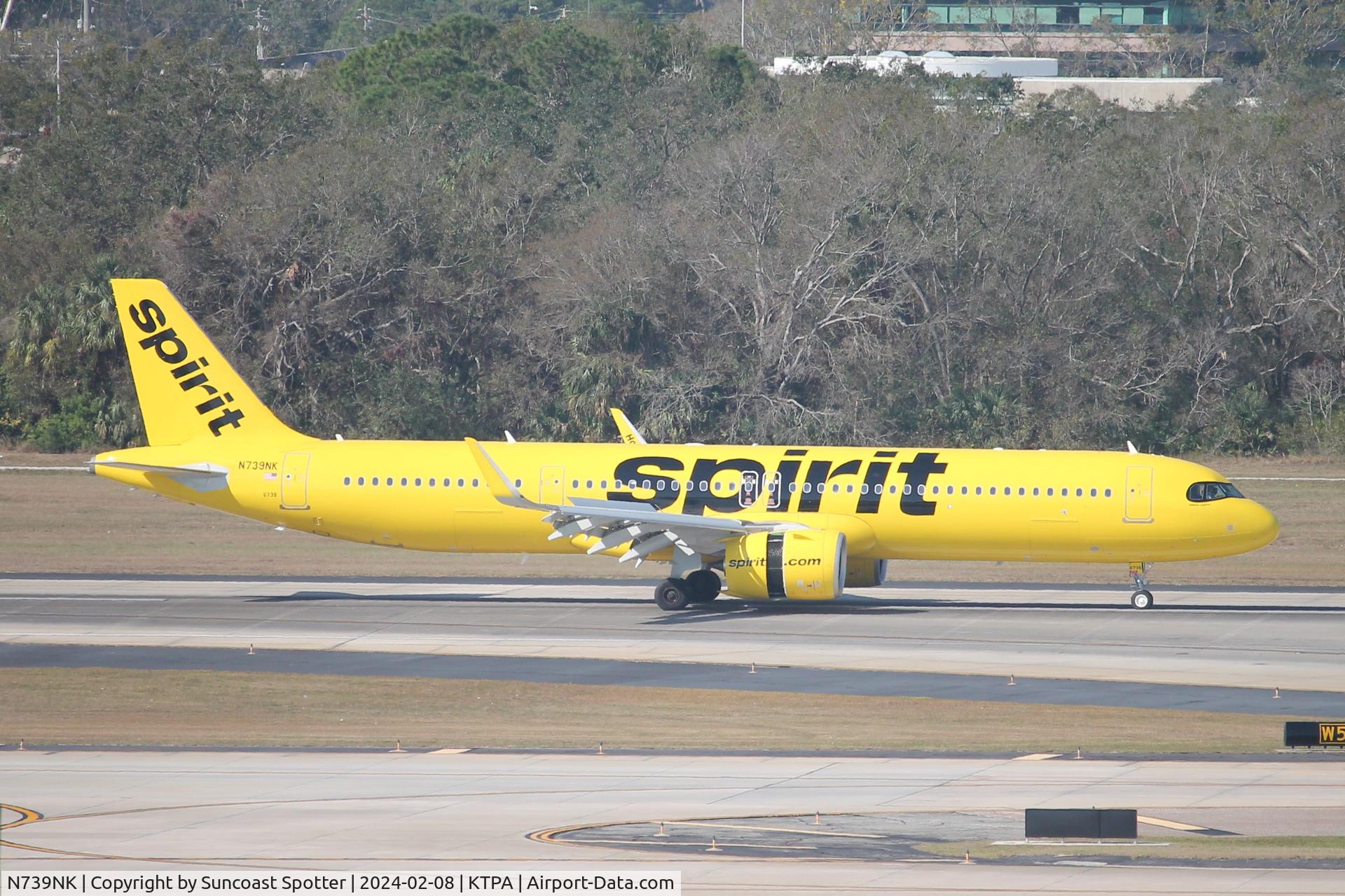 N739NK, 2024 Airbus A321-271NX C/N 12324, Spirit Flight 715 arrives on Runway 1L at Tampa International Airport following flight from Chicago-O’Hare International Airport