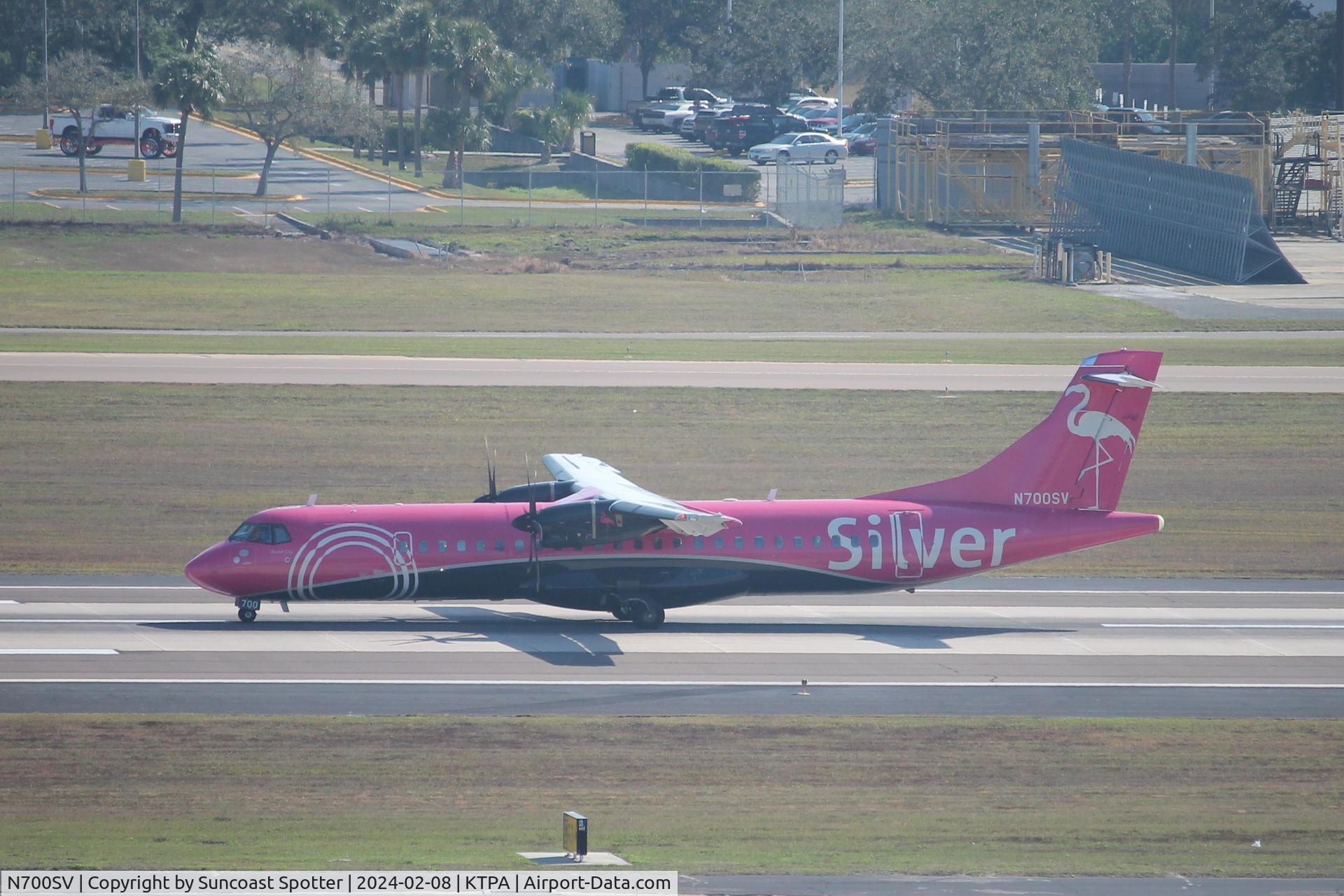N700SV, 2019 ATR 72-600 C/N 1548, Silver Flight 135 arrives on Runway 1L at Tampa International Airport following flight from Key West International Airport
