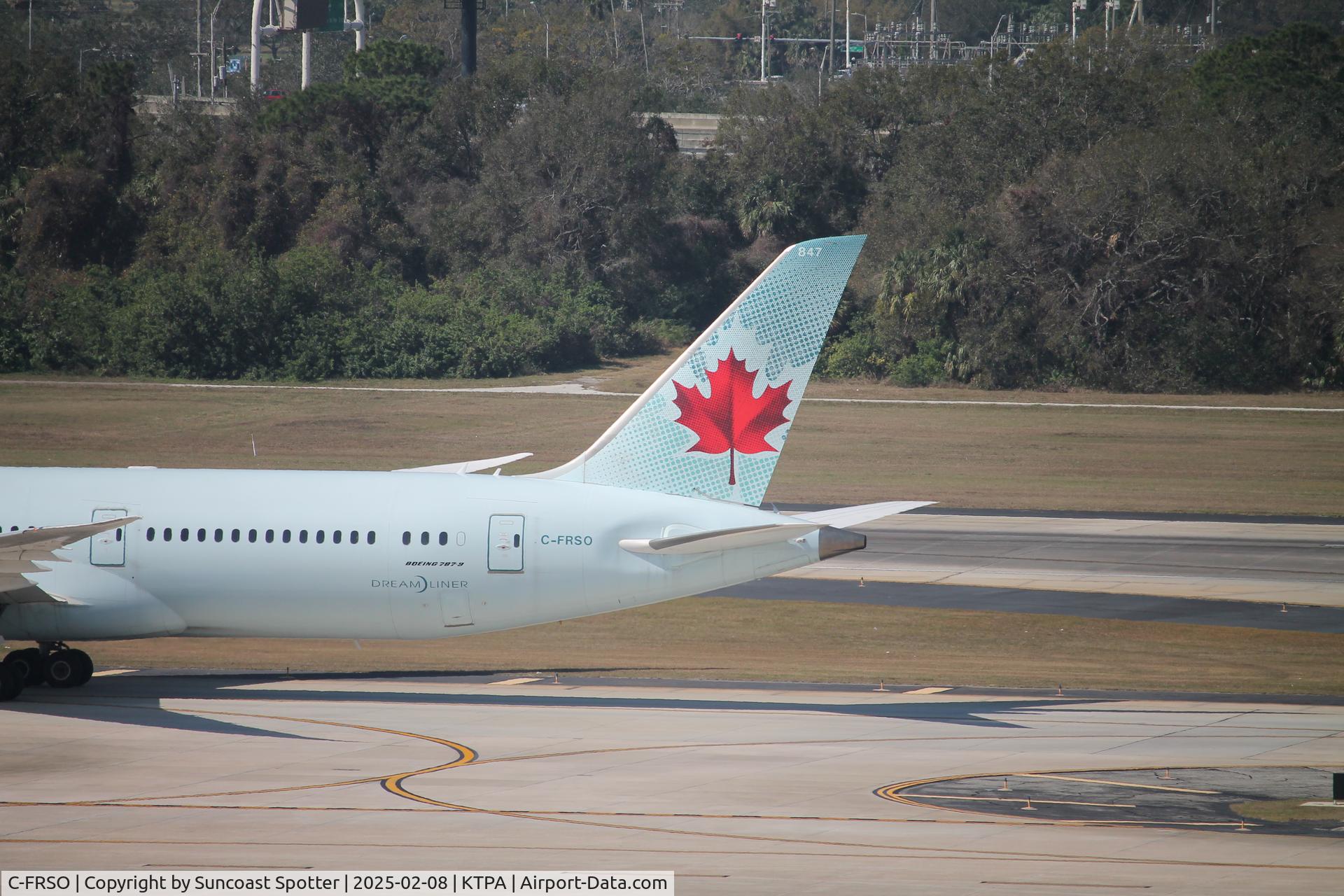 C-FRSO, 2017 Boeing 787-9 Dreamliner C/N 37177, Air Canada Flight 1240 taxis to gate at Tampa International Airport following flight from Toronto-Pearson International Airport