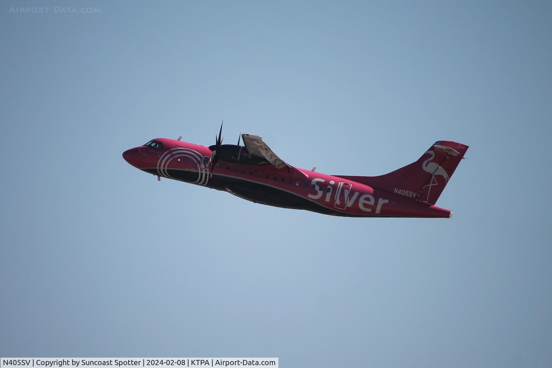 N405SV, 2018 ATR 42-600 C/N 1403, Silver Flight 59 departs Runway 1R at Tampa International Airport enroute to Fort Lauderdale-Hollywood International Airport