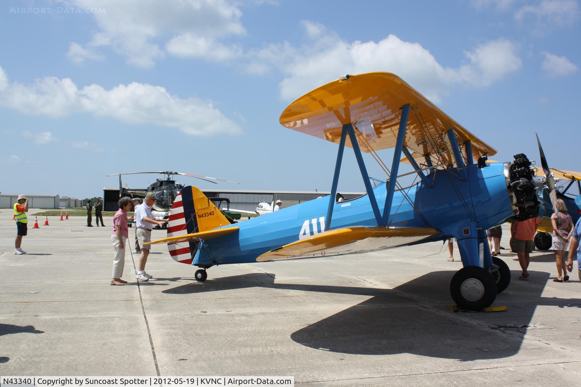 N43340, 1943 Boeing E75 C/N 75-5999, Stearman Model 75 on display at the Armed Forces Day event at Venice Municipal Airport