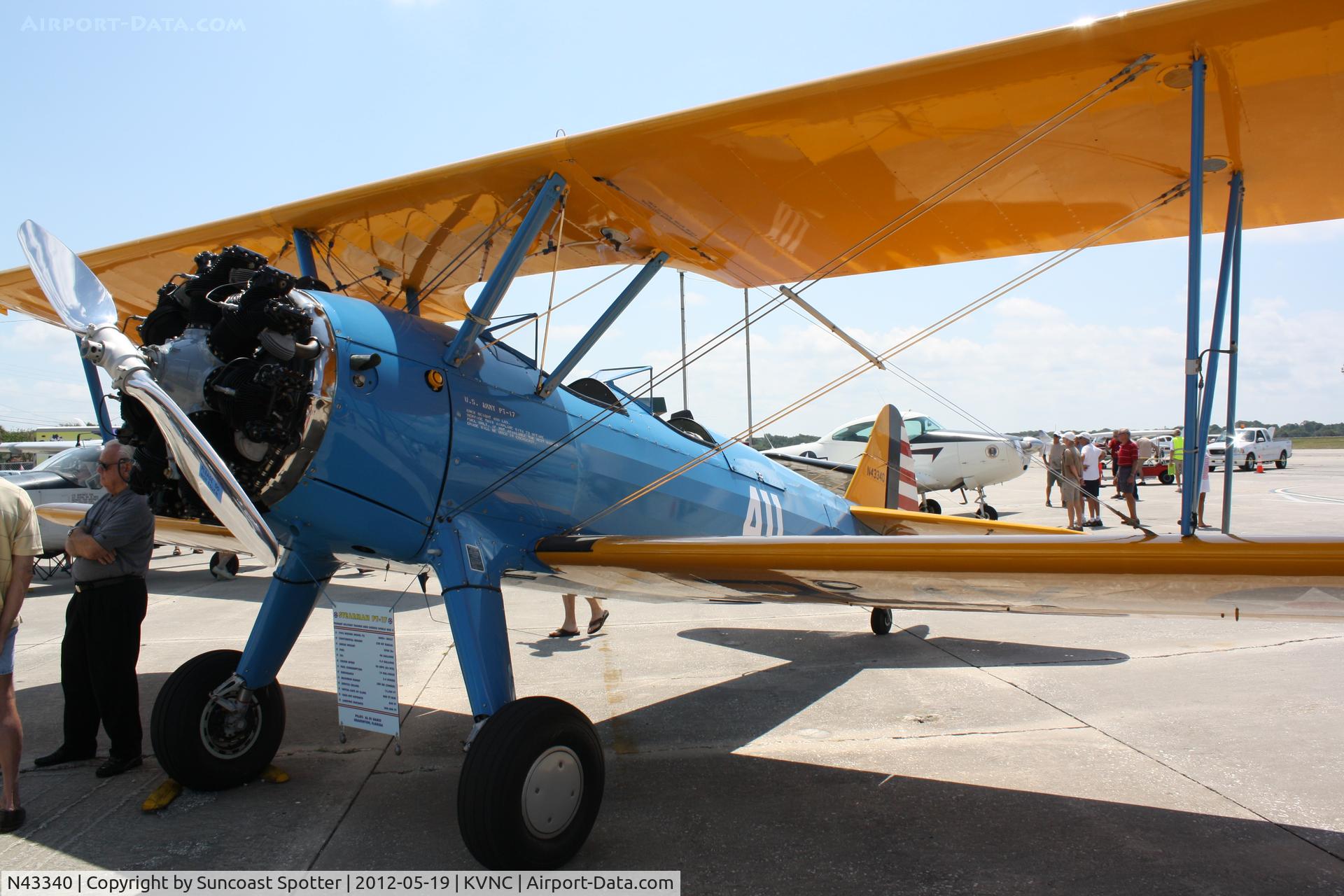 N43340, 1943 Boeing E75 C/N 75-5999, Stearman Model 75 on display at the Armed Forces Day event at Venice Municipal Airport