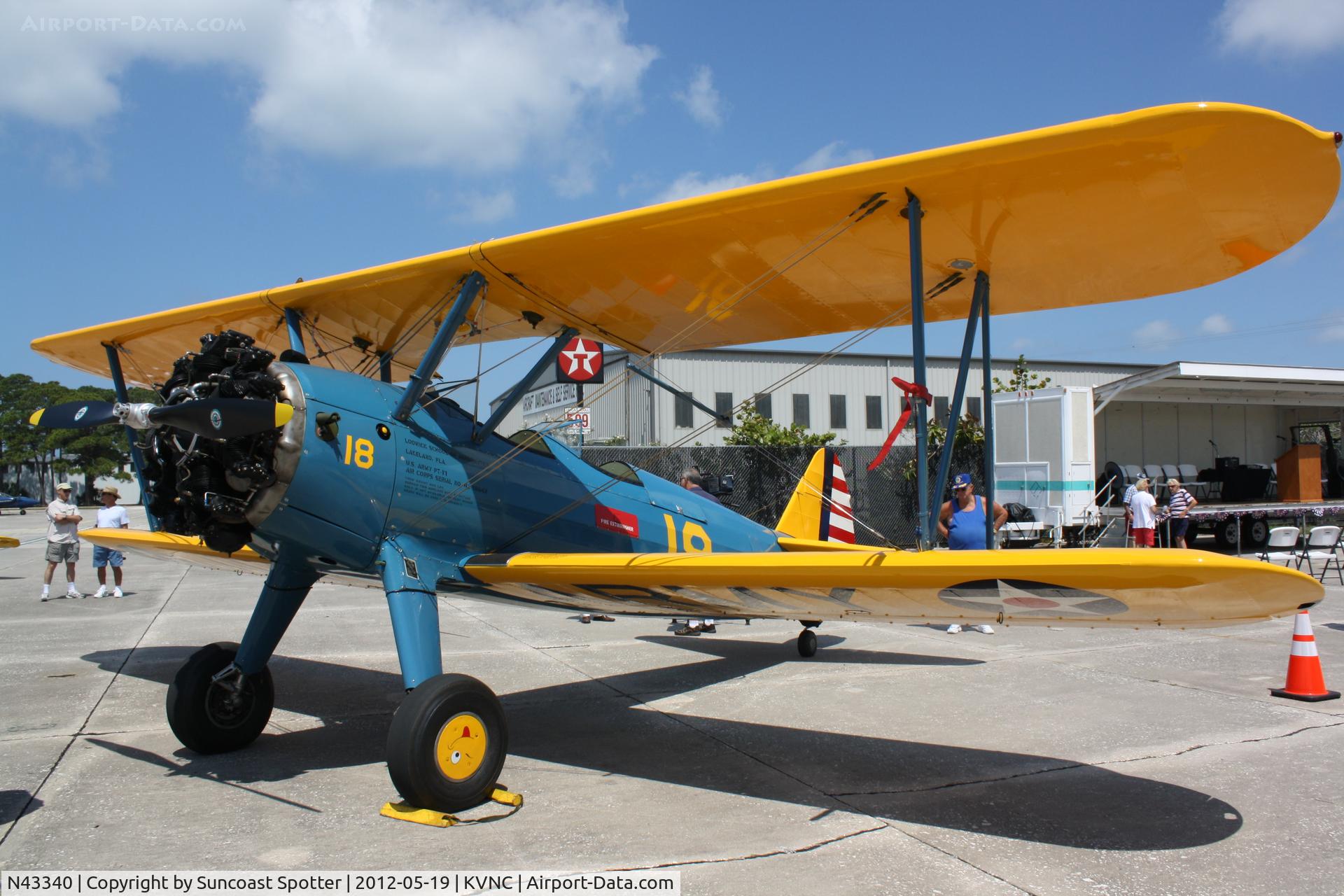 N43340, 1943 Boeing E75 C/N 75-5999, Stearman Model 75 on display at the Armed Forces Day event at Venice Municipal Airport