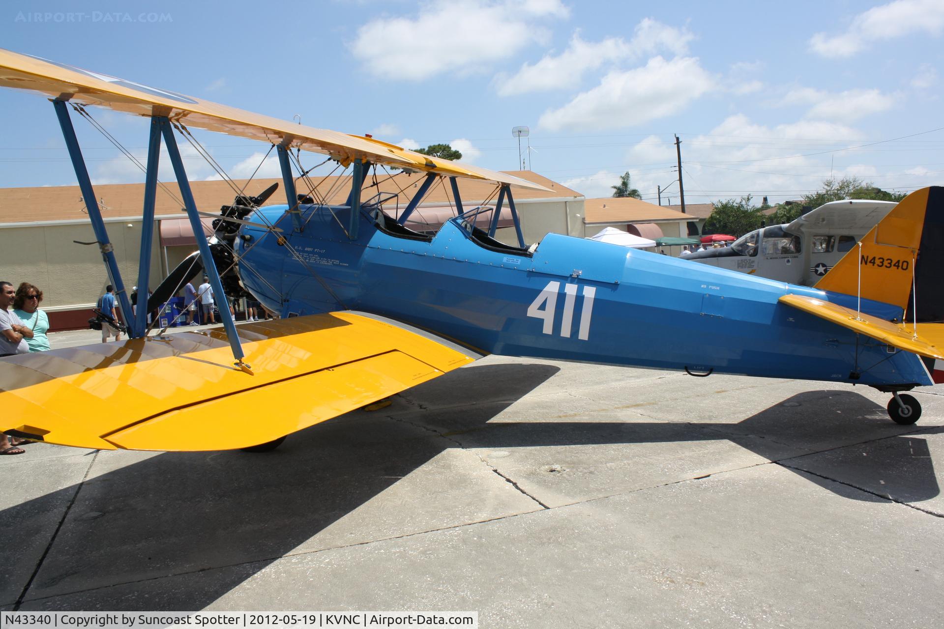 N43340, 1943 Boeing E75 C/N 75-5999, Stearman Model 75 on display at the Armed Forces Day event at Venice Municipal Airport