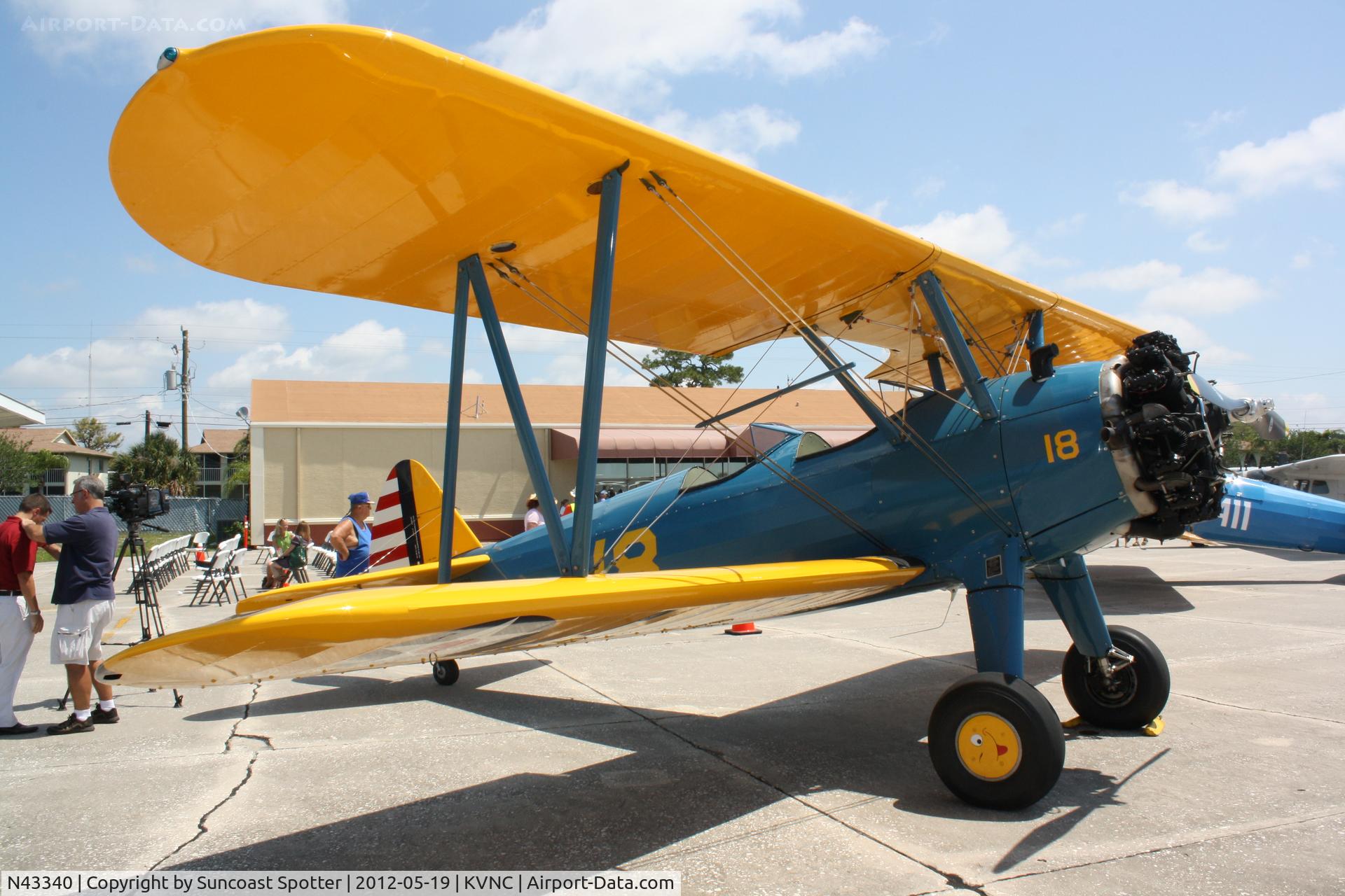 N43340, 1943 Boeing E75 C/N 75-5999, Stearman Model 75 on display at the Armed Forces Day event at Venice Municipal Airport