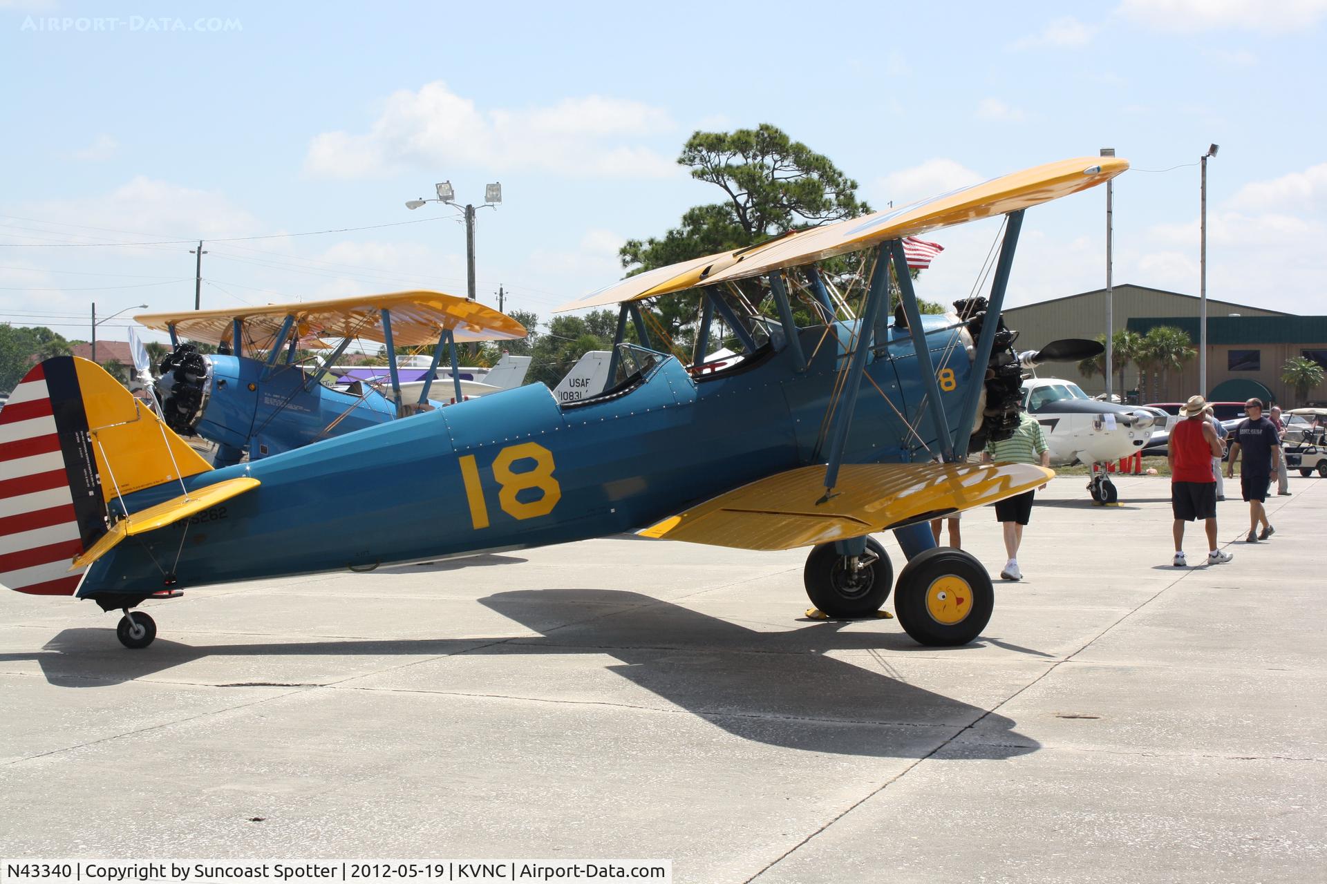 N43340, 1943 Boeing E75 C/N 75-5999, Stearman Model 75 on display at the Armed Forces Day event at Venice Municipal Airport