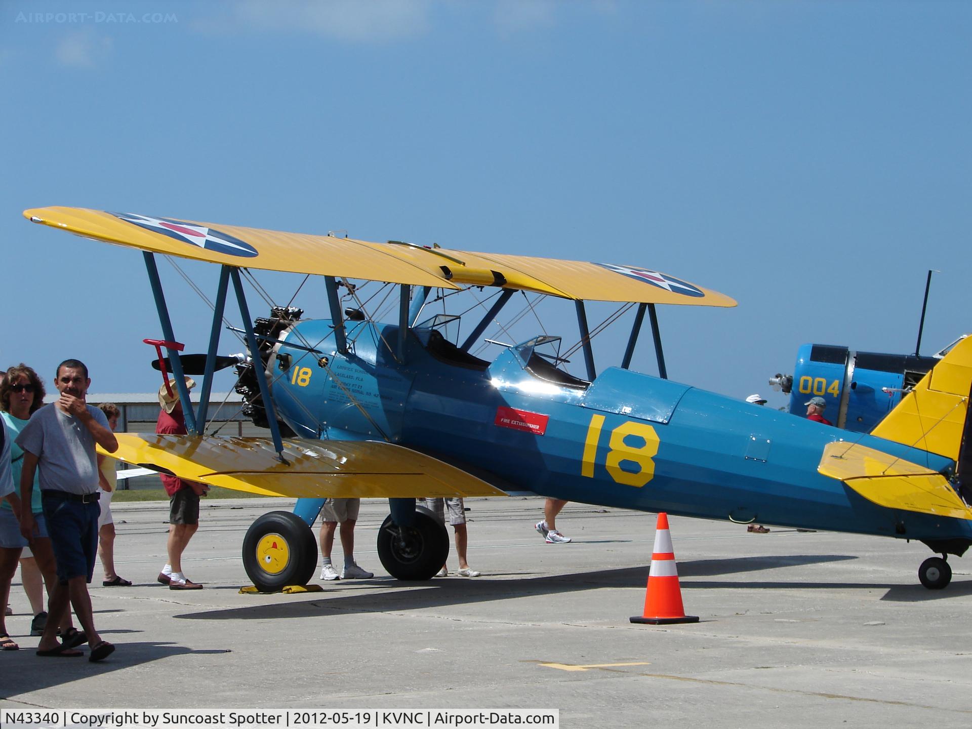 N43340, 1943 Boeing E75 C/N 75-5999, Stearman Model 75  on display at the Armed Forces Day event at Venice Municipal Airport