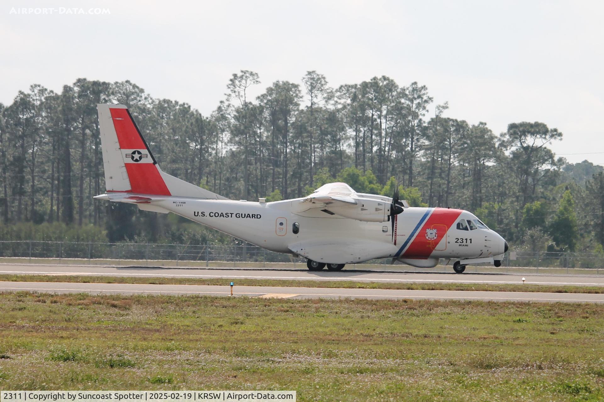 2311, EADS North America HC-144B C/N C-184, Coast Guard 2311 from USCG Air Station Miami arrives on Runway 24 at Southwest Florida International Airport following flight from Opa-Locka Airport