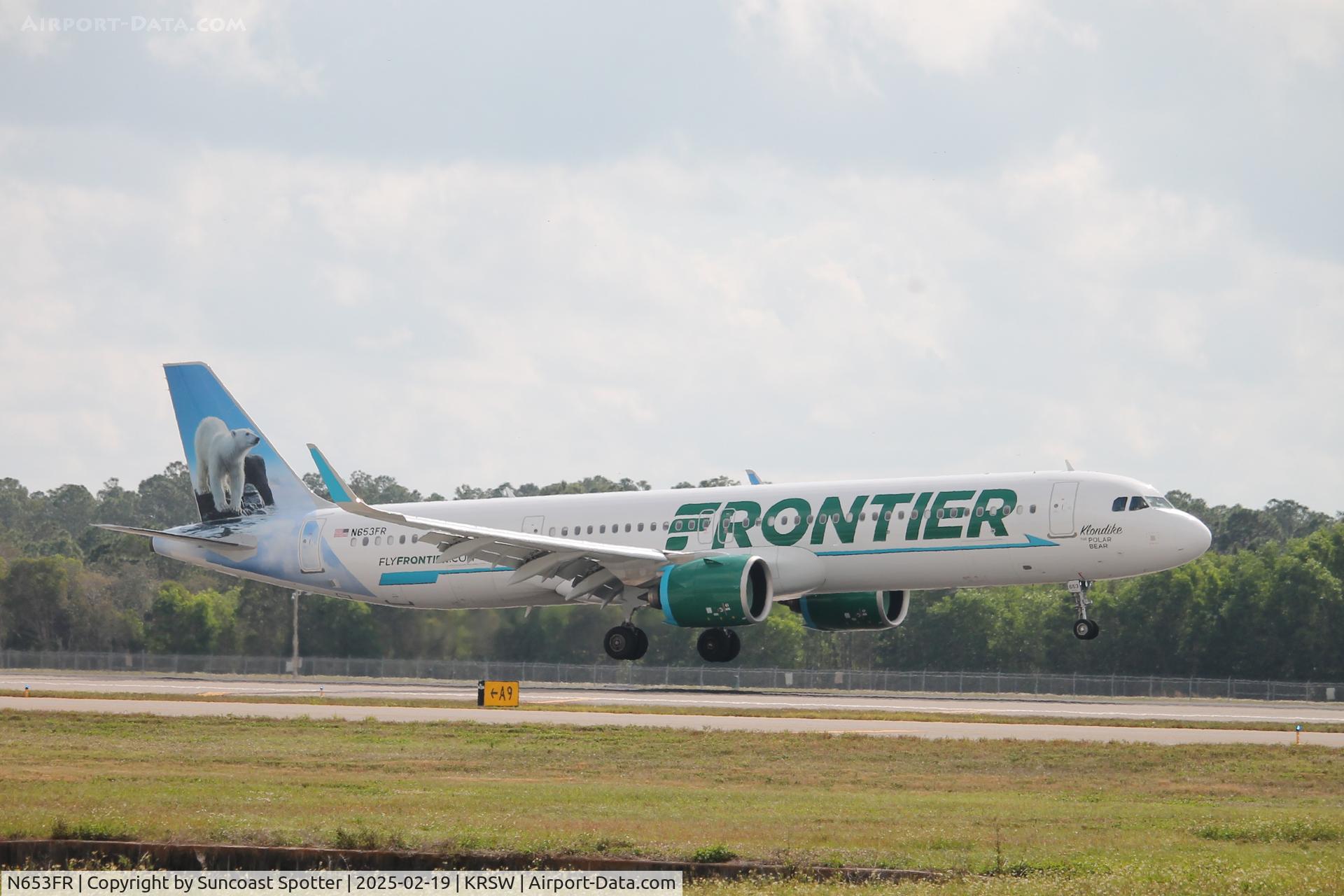 N653FR, 2024 Airbus A321- 271NX C/N 12104, Frontier Flight 2826 arrives on Runway 24 at Southwest Florida International Airport following flight from Miami International Airport