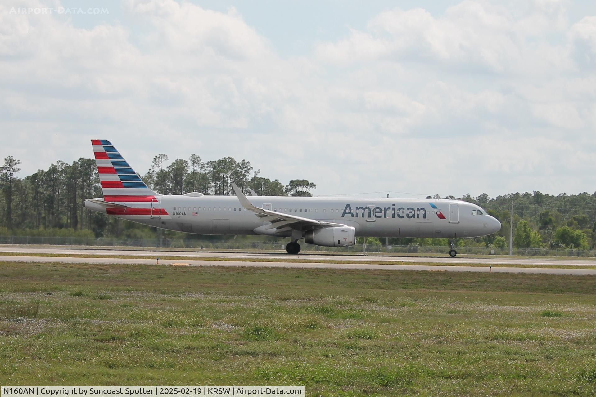 N160AN, 2016 Airbus A321-231 C/N 7069, American Flight 9788 departs Runway 24 at Southwest Florida International Airport enroute to Orlando International Airport