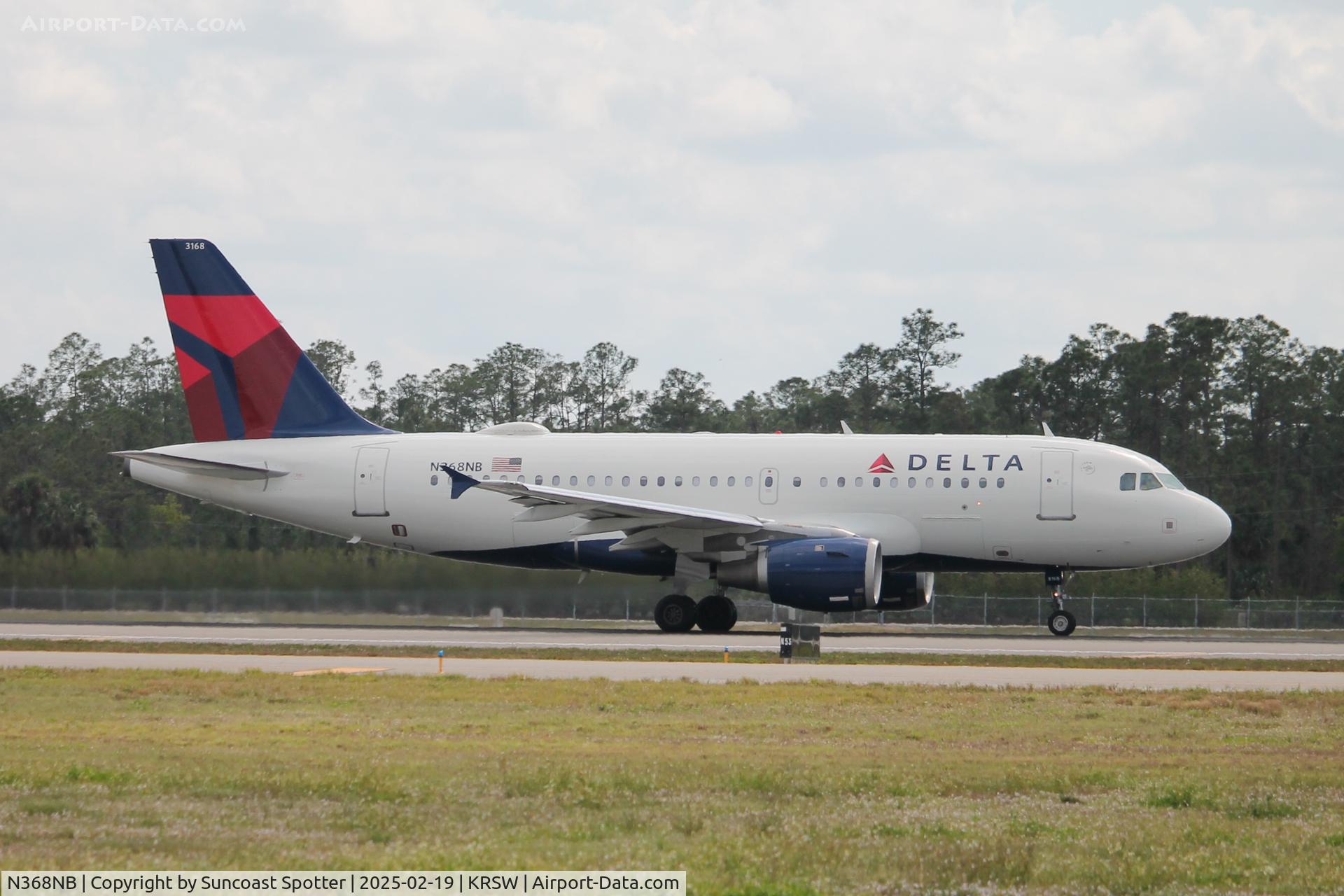 N368NB, 2003 Airbus A319-114 C/N 2039, Delta Flight 2320 departs Runway 24 at Southwest Florida International Airport enroute to John F Kennedy International Airport