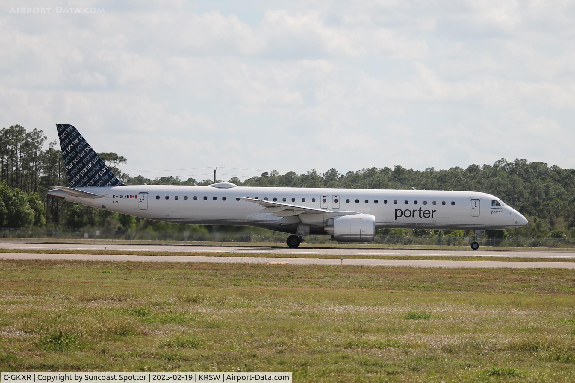 C-GKXR, 2024 Embraer 195-E2 C/N 19020142, Porter Flight 536 departs Runway 24 at Southwest Florida International Airport enroute to Toronto-Pearson International Airport