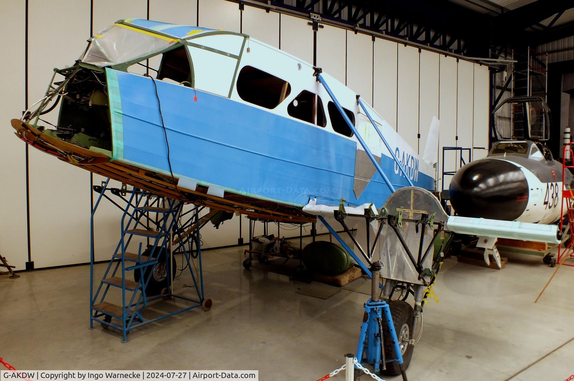G-AKDW, 1945 De Havilland DH-89A Dominie/Dragon Rapide C/N 6897, De Havilland D.H.89 Dragon Rapide (fuselage/inner lower wing only) being restored at the De Havilland Aircraft Museum, London Colney