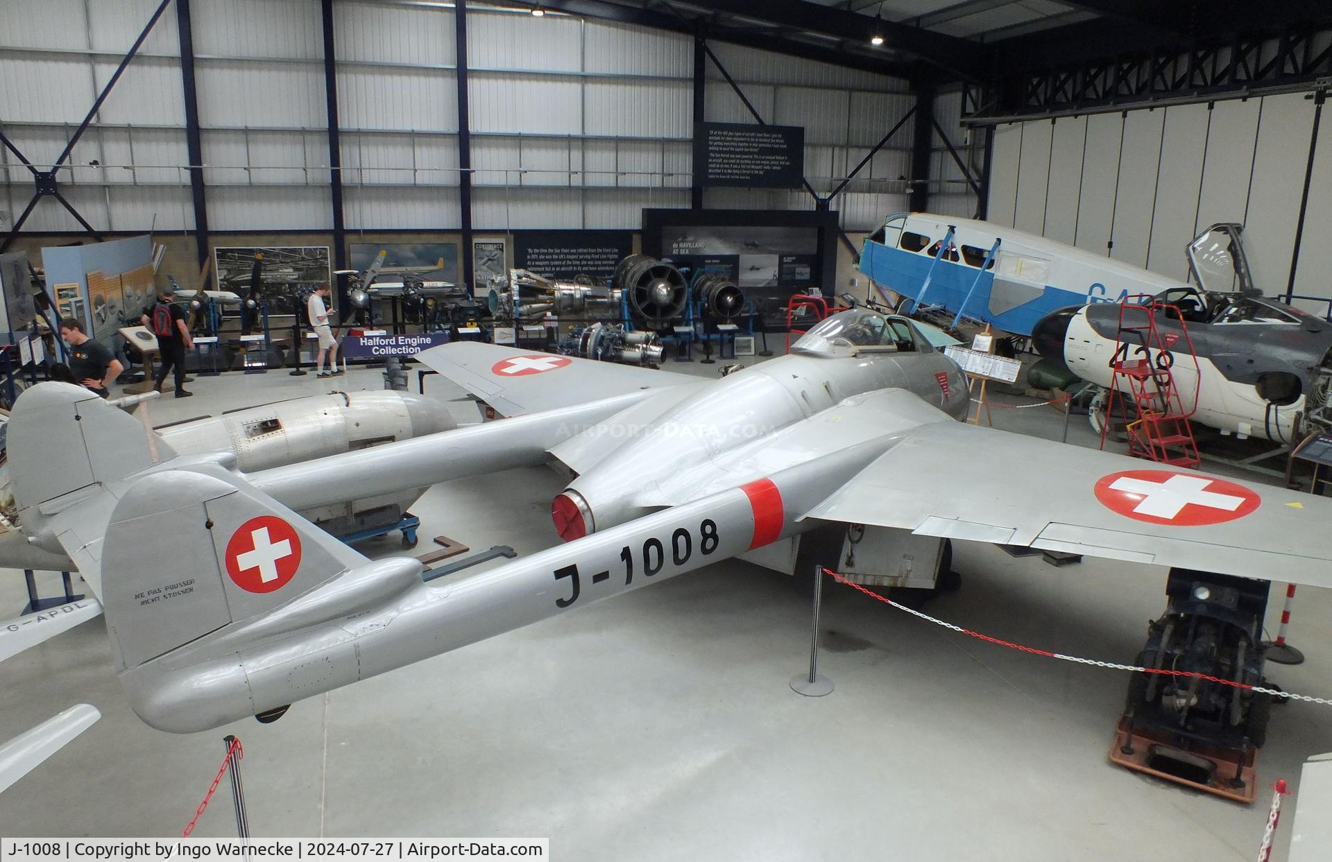J-1008, De Havilland (FFA) DH-100 Vampire FB6 C/N 148, De Havilland D.H.100 Vampire FB6 at the De Havilland Aircraft Museum, London Colney