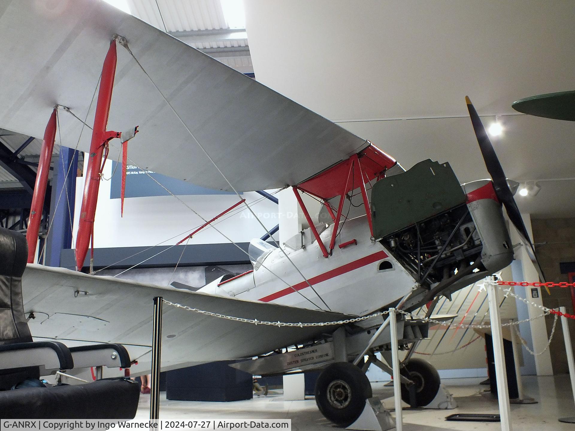G-ANRX, De Havilland DH-82A Tiger Moth II C/N 3863, De Havilland D.H.82A Tiger Moth (converted to single seat crop-duster) at the De Havilland Aircraft Museum, London Colney