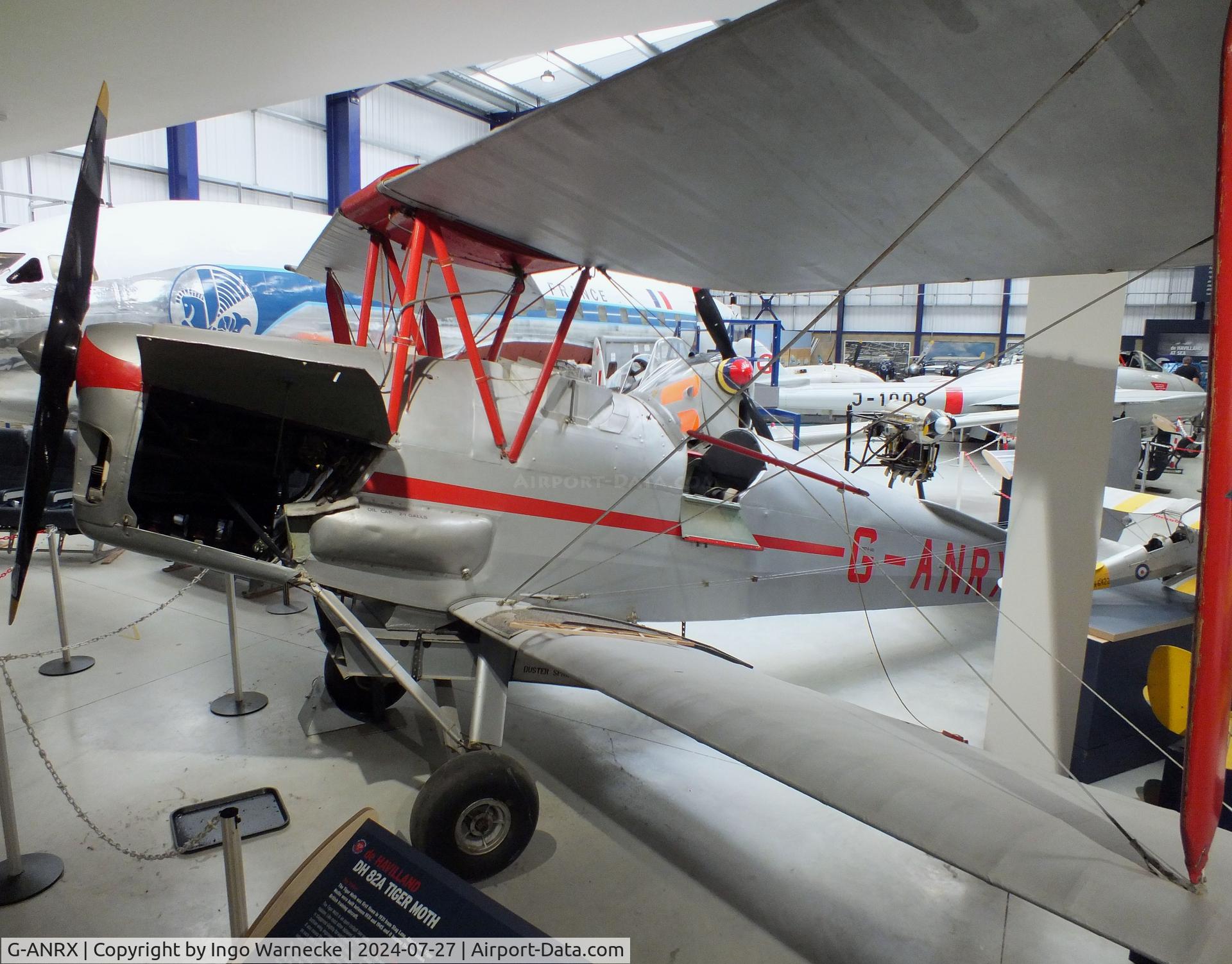 G-ANRX, De Havilland DH-82A Tiger Moth II C/N 3863, De Havilland D.H.82A Tiger Moth (converted to single seat crop-duster) at the De Havilland Aircraft Museum, London Colney