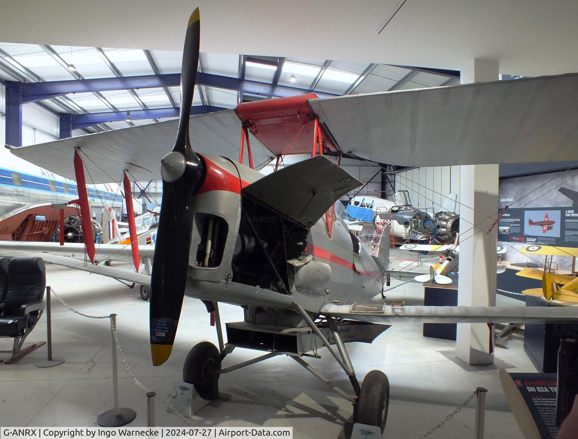 G-ANRX, De Havilland DH-82A Tiger Moth II C/N 3863, De Havilland D.H.82A Tiger Moth (converted to single seat crop-duster) at the De Havilland Aircraft Museum, London Colney
