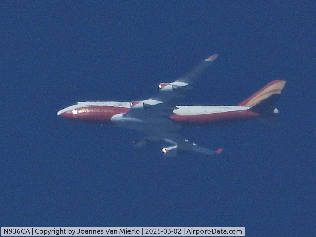 N936CA, 1991 Boeing 747-446(F) C/N 25308, Climbing out of Liège, Belgium