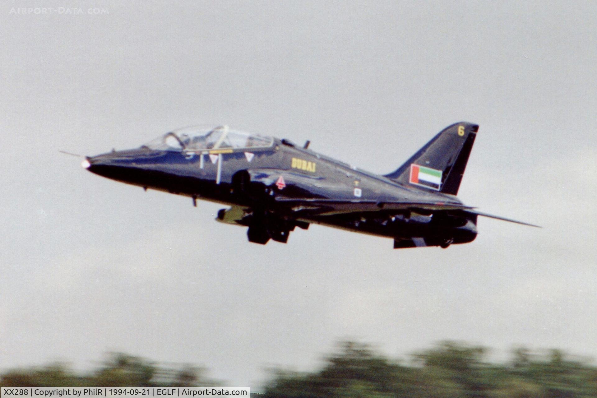 XX288, 1979 Hawker Siddeley Hawk T.1W C/N 114/312113, XX288 1979 BAe Hawk T1 RAF SBAC 09.94