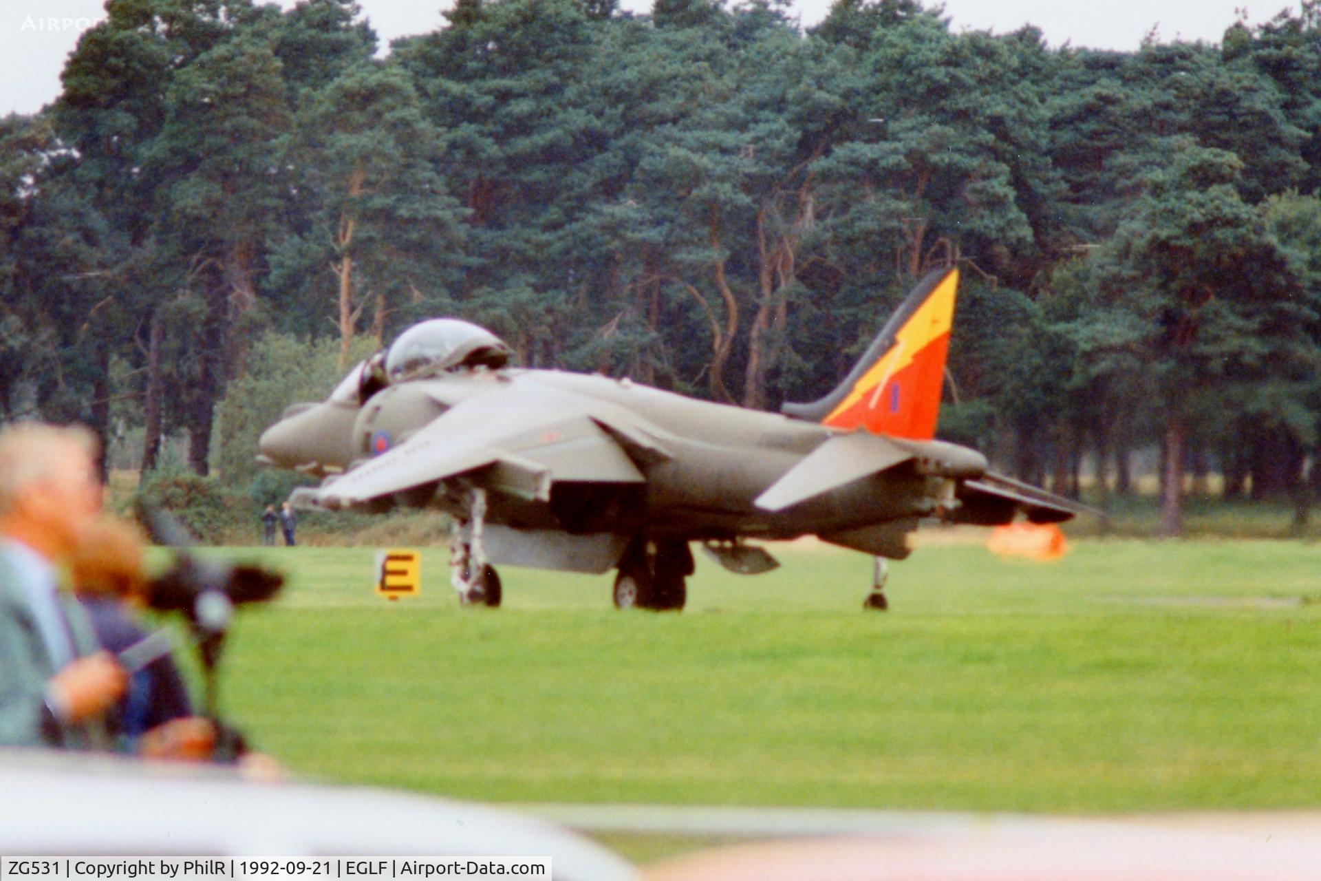ZG531, 1991 British Aerospace Harrier GR.9 C/N P85, ZG531 1991 BAe Harrier GR7 RAF SBAC
