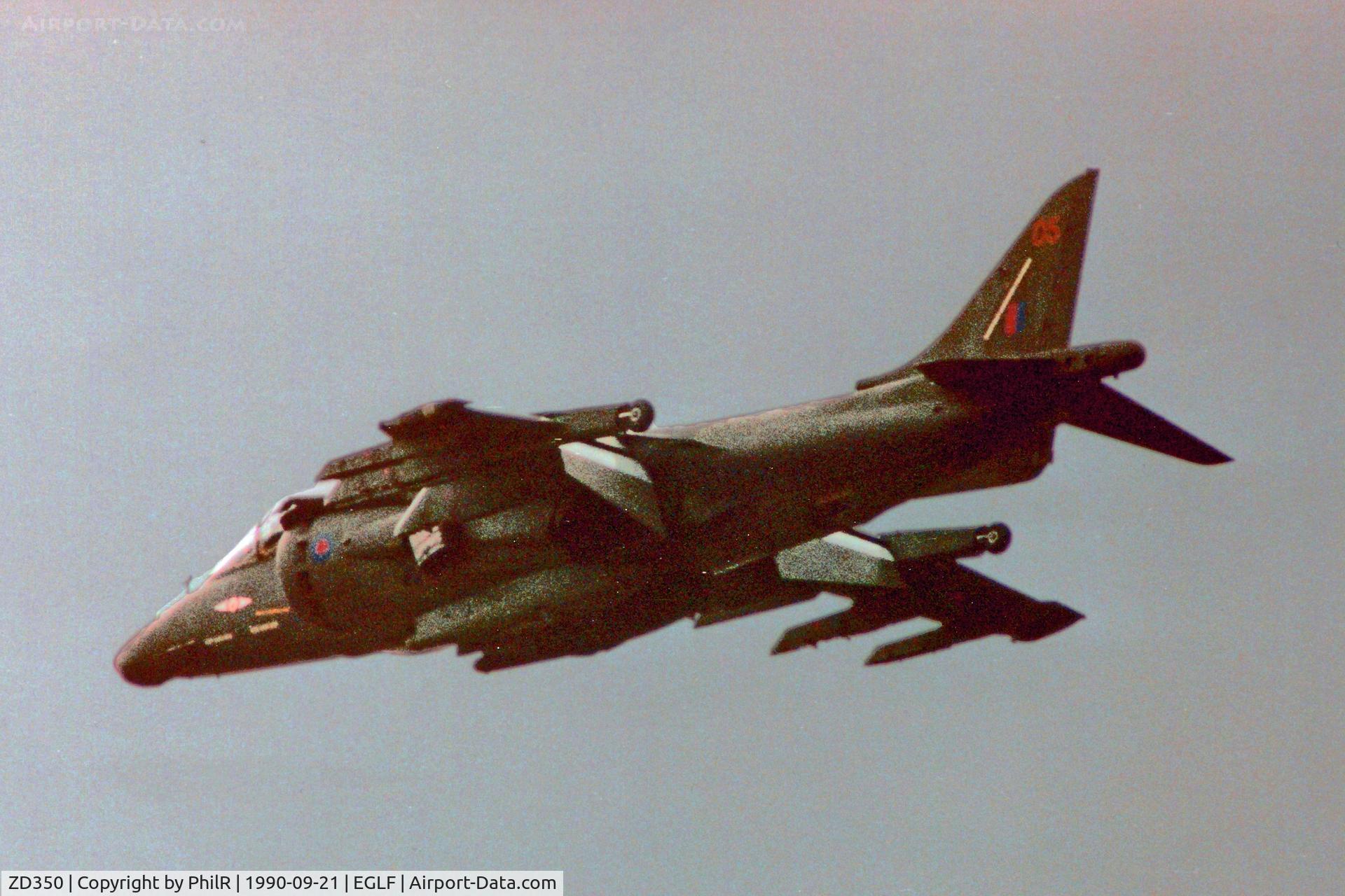 ZD350, 1988 British Aerospace Harrier GR.5 C/N P17, ZD350 1988 BAe Harrier GR5 RAF SBAC