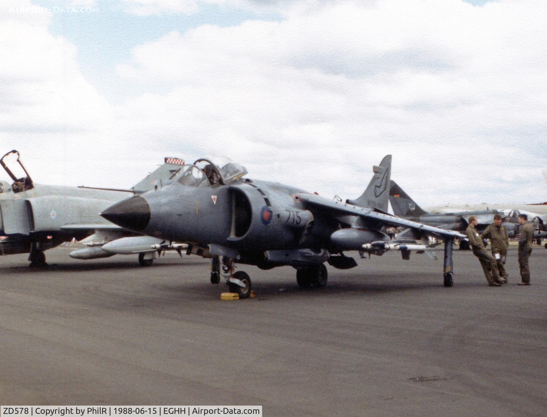 ZD578, British Aerospace Sea Harrier F/A.2 C/N 41H-912041/B35/P22, ZD578 1985 BAe Sea Harrier FRS1 RN BOH 06.88