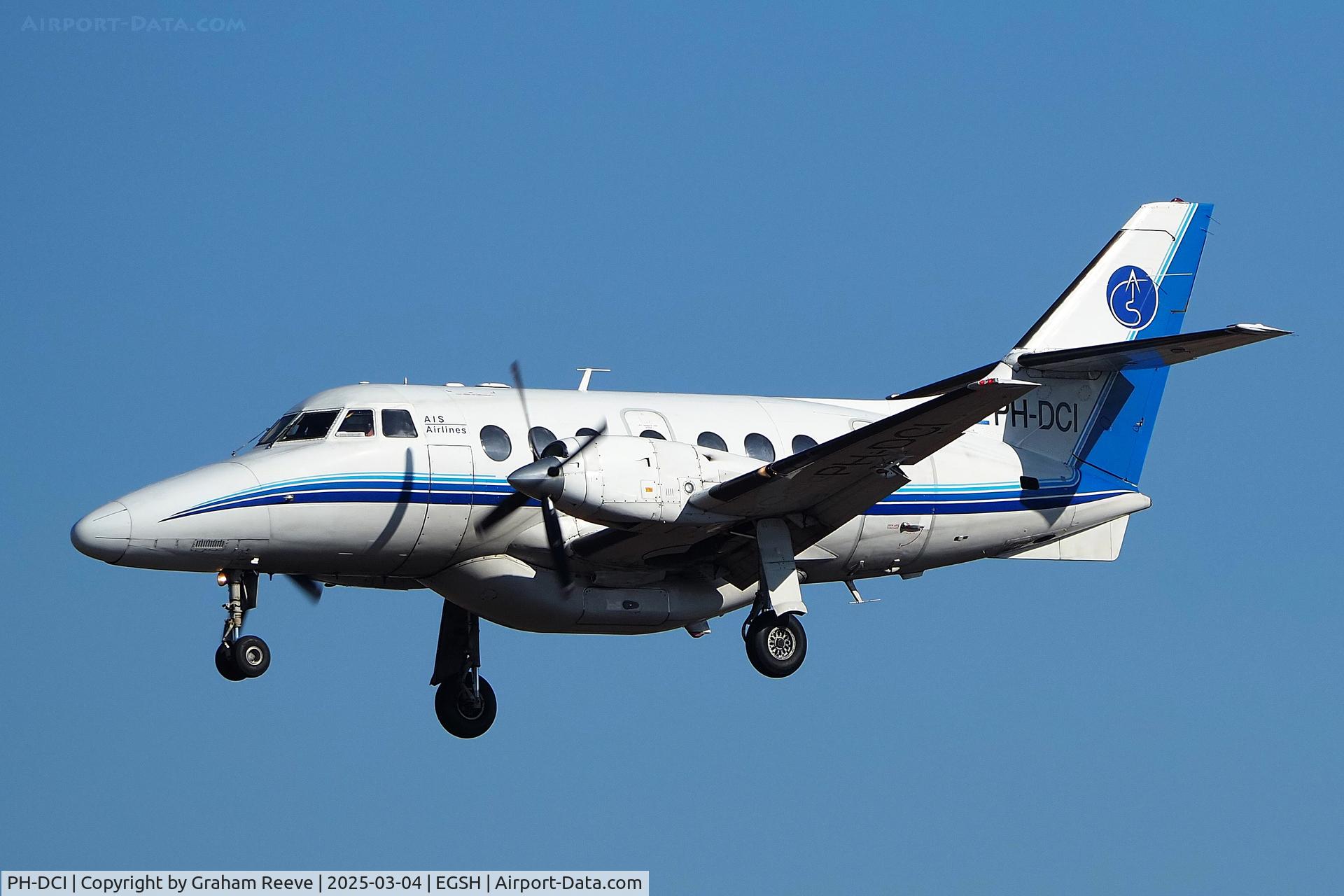 PH-DCI, 1990 British Aerospace BAe-3201 Jetstream C/N 916, Landing at Norwich.