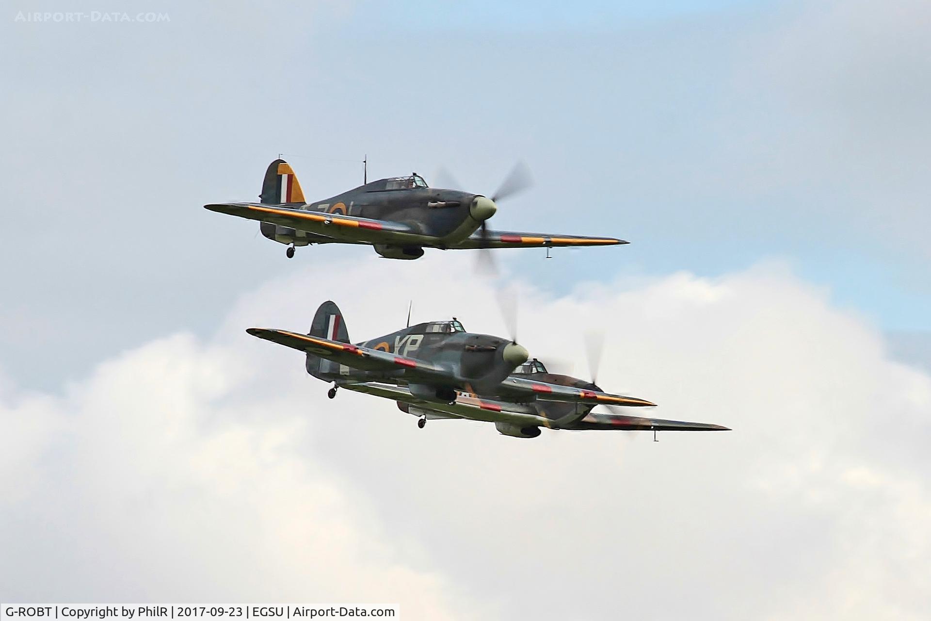 G-ROBT, 1940 Hawker Hurricane I C/N P2902, P2902, BE505 & Z7015 Hawker Hurricanes BoB Air Show Duxford