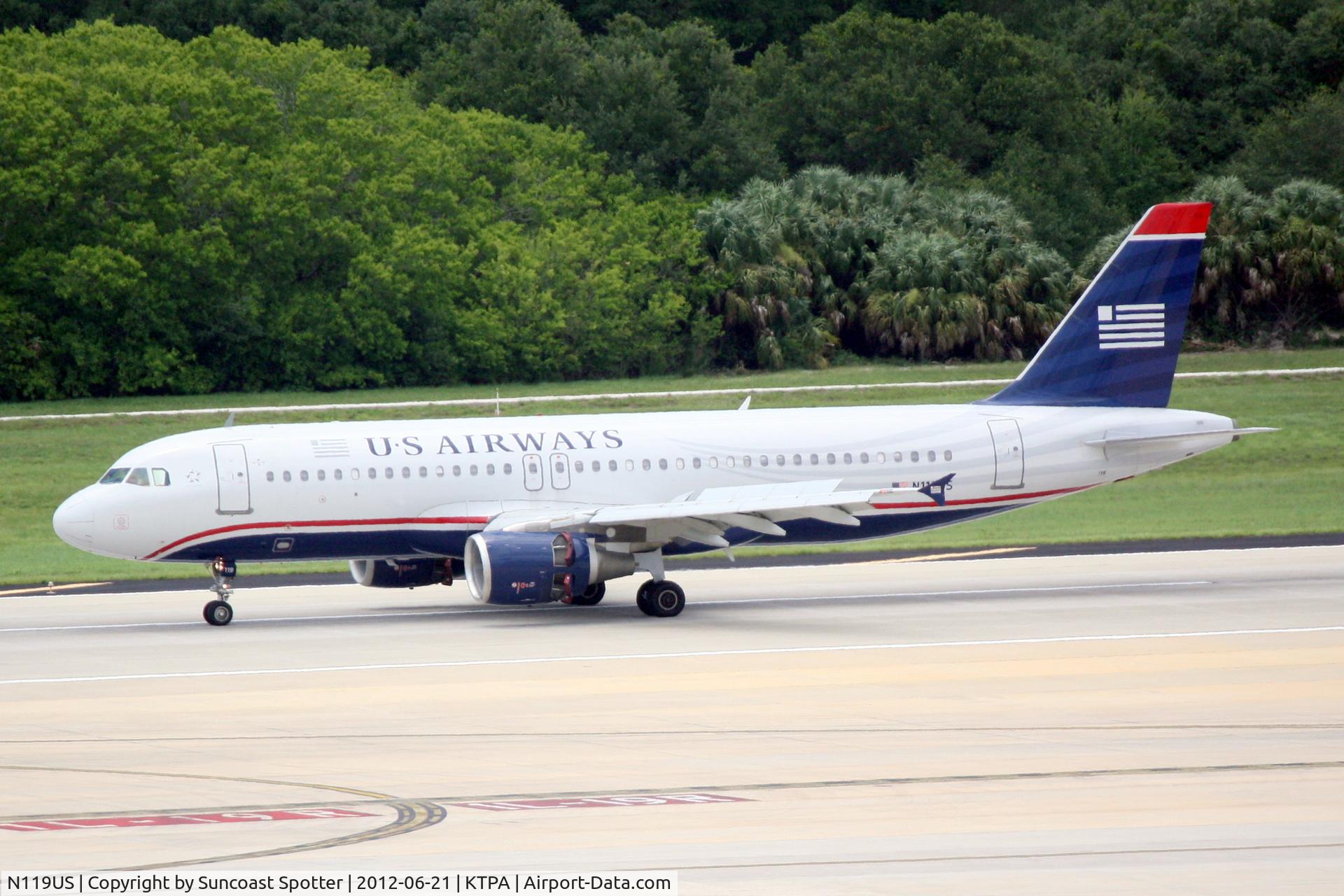 N119US, 2000 Airbus A320-214 C/N 1268, US Air Flight 1241 arrives on Runway 1R at Tampa International Airport following a flight from Philadelphia International Airport