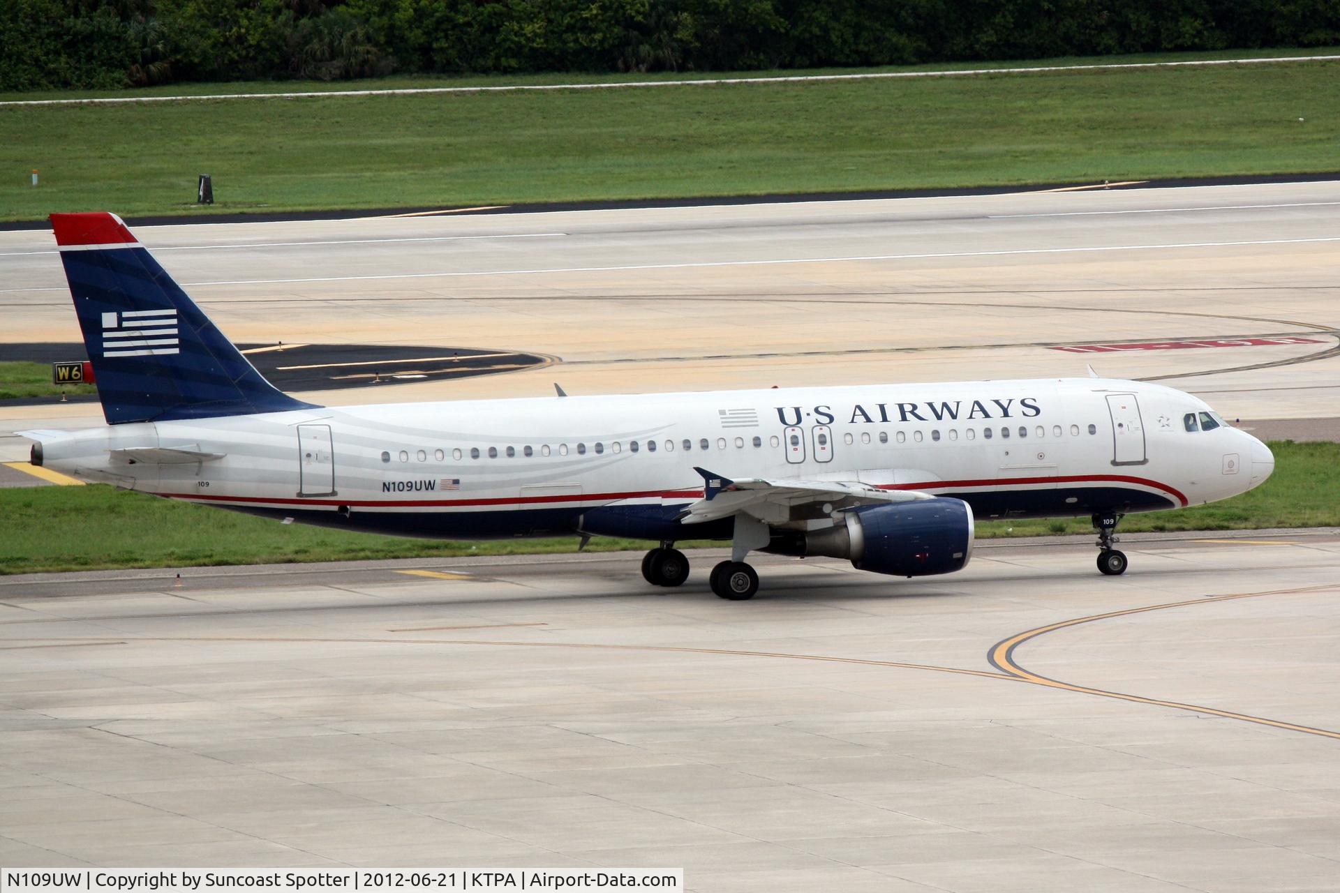 N109UW, 1999 Airbus A320-214 C/N 1065, US Air Flight 768 taxis for departure at Tampa International Airport