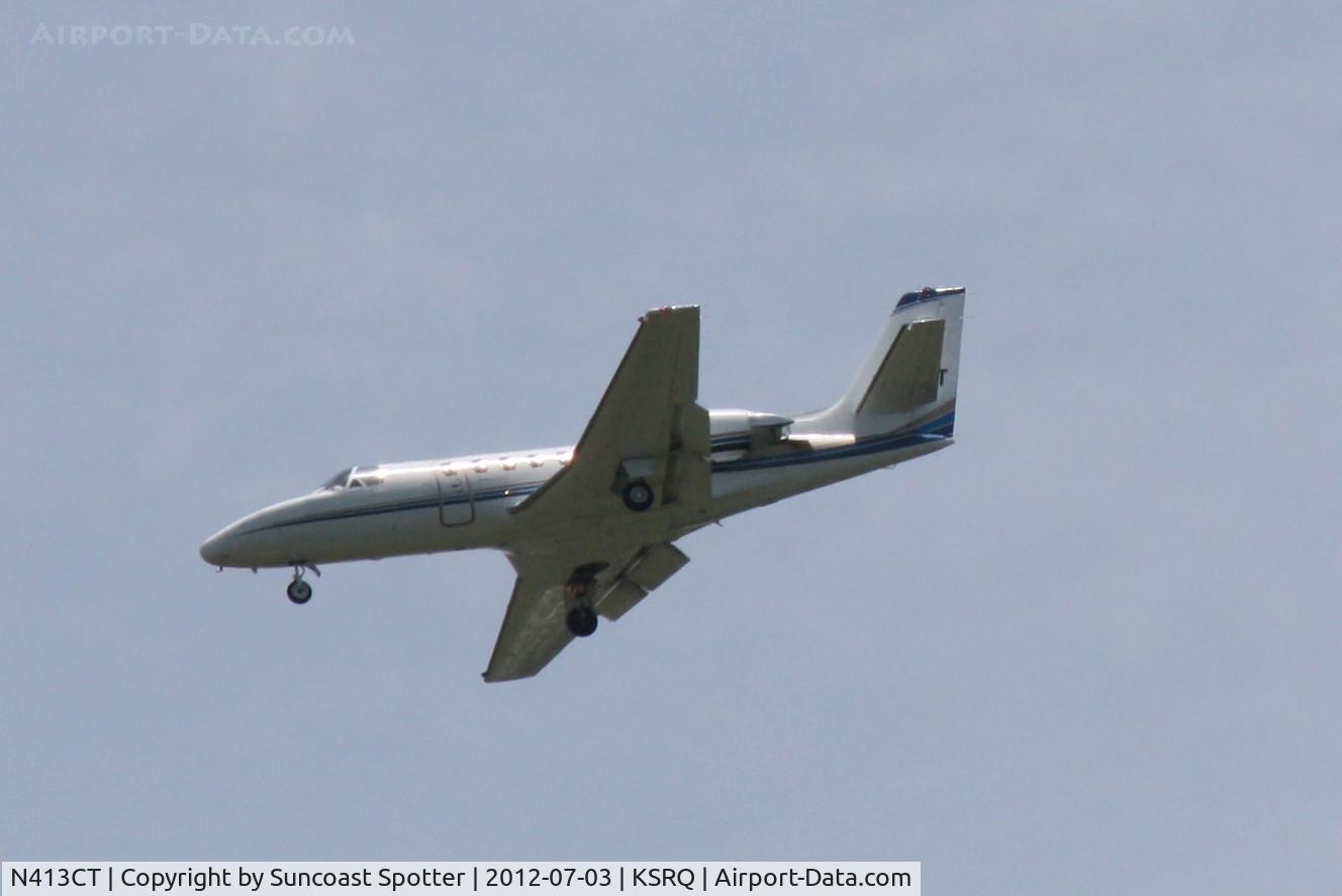 N413CT, 1985 Cessna S550 Citation IIS C/N S550-0017, Cessna CItation Bravo on approach to Runway 32 at SRQ following a flight from Indianapolis International Airport