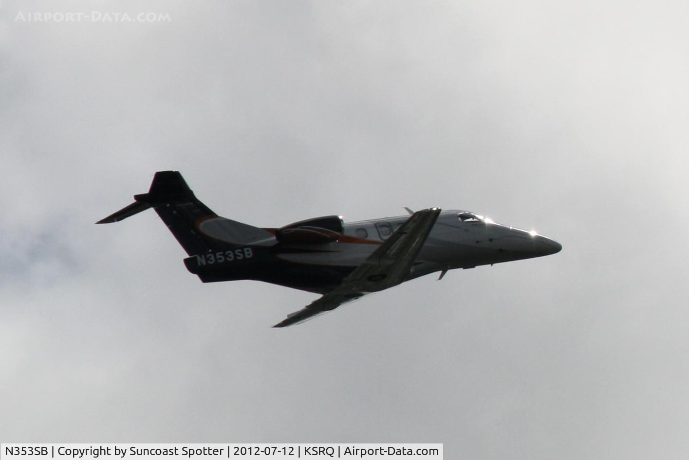 N353SB, 2009 Embraer EMB-500 Phenom 100 C/N 50000038, Embraer Phenom 100 departs Sarasota-Bradenton International Airport enroute to Manassas Regional Airport