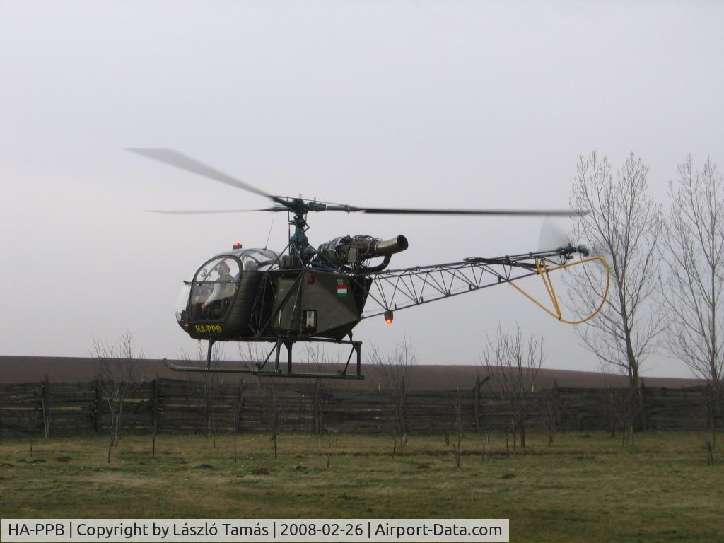 HA-PPB, 1970 Sud Aviation SA-318C Alouette II C/N 2140, Hovering above a field...