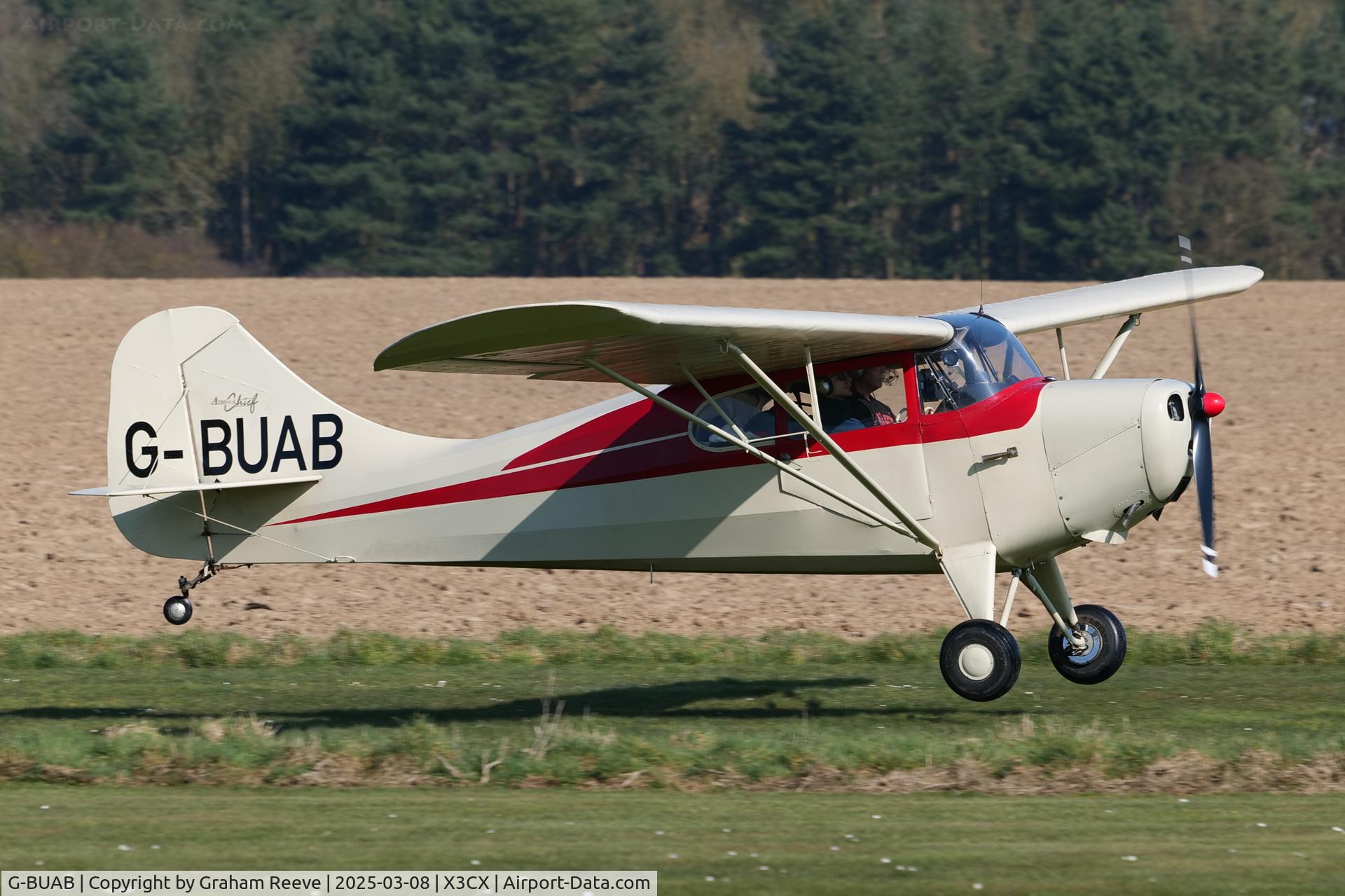 G-BUAB, 1947 Aeronca 11AC Chief C/N 11AC-1759, Landing at Northrepps.