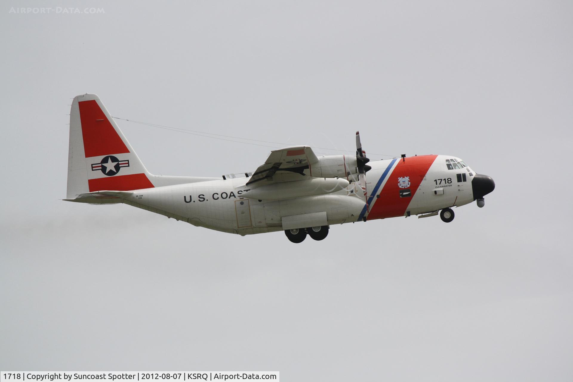 1718, 1986 Lockheed C-130H Hercules C/N 382-5106, US Coast Guard Clearwater 1718 performs a touch and go at Sarasota-Bradenton International Airport