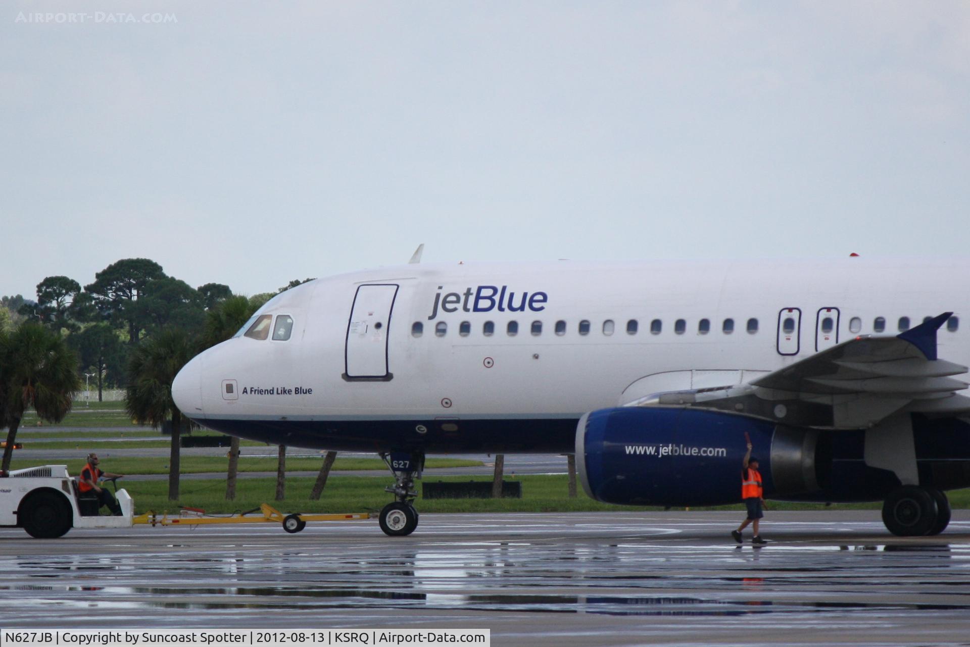 N627JB, 2005 Airbus A320-232 C/N 2577, JetBlue Flight 346 prepares for flight at Sarasota-Bradenton International Airport