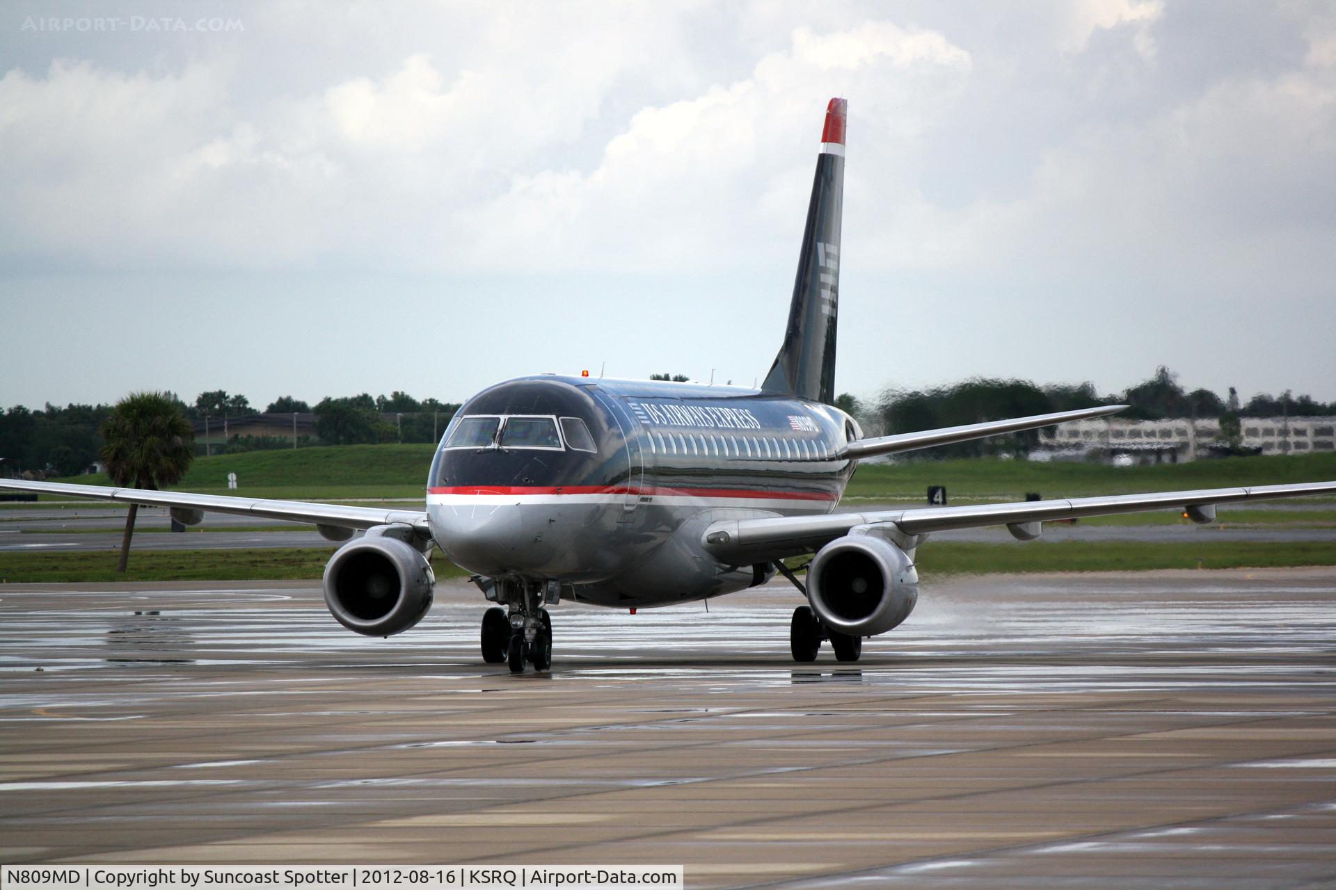 N809MD, 2004 Embraer 170SU (ERJ-170-100SU) C/N 17000022, US Air Flight 3327 operated by Republic arrives at Sarasota-Bradenton International Airport following a flight from Reagan National Airport