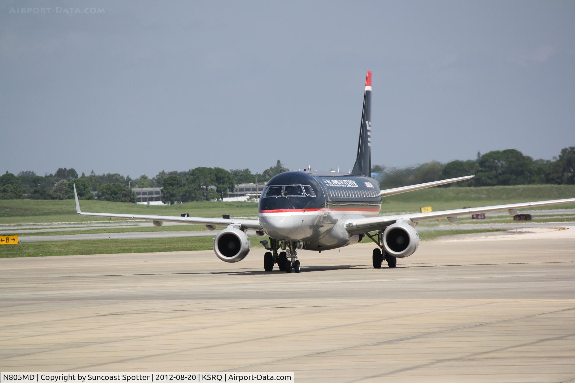 N805MD, 2004 Embraer 170SU (ERJ-170-100SU) C/N 17000018, US Air Flight 3327 operated by Republic arrives at Sarasota-Bradenton International Airport following a flight from Reagan National Airport