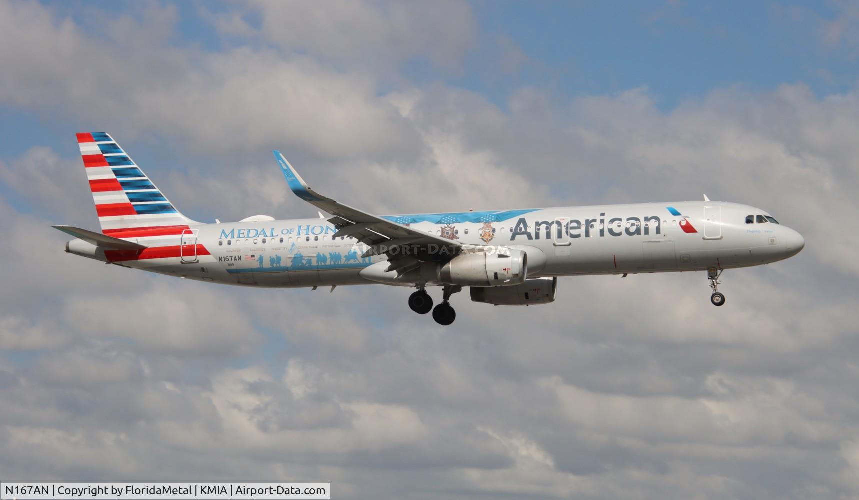N167AN, 2016 Airbus A321-231 C/N 7013, AAL A321 honor zx den-mia