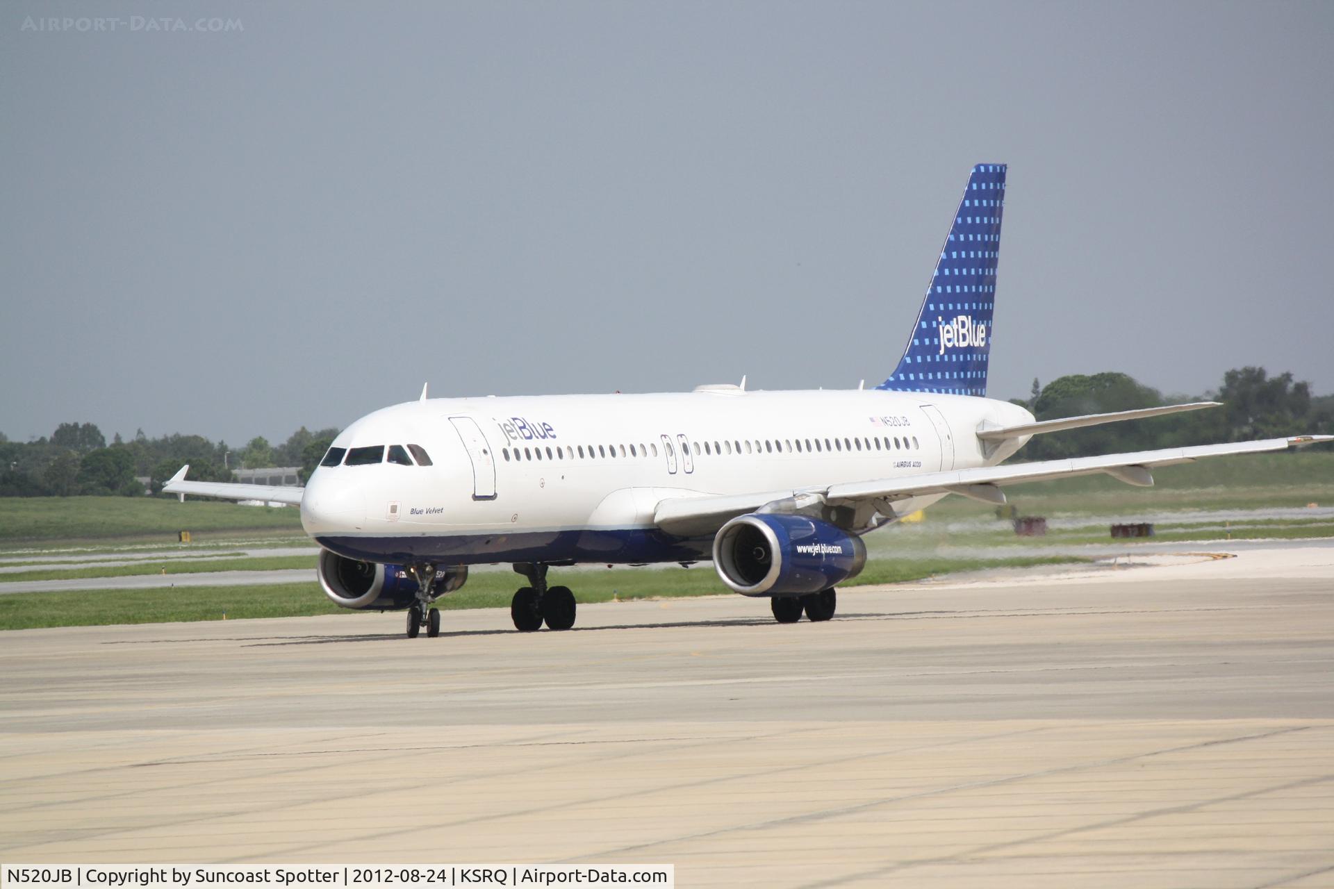 N520JB, 2001 Airbus A320-232 C/N 1446, JetBlue Flight 346 prepares for flight at Sarasota-Bradenton International Airport