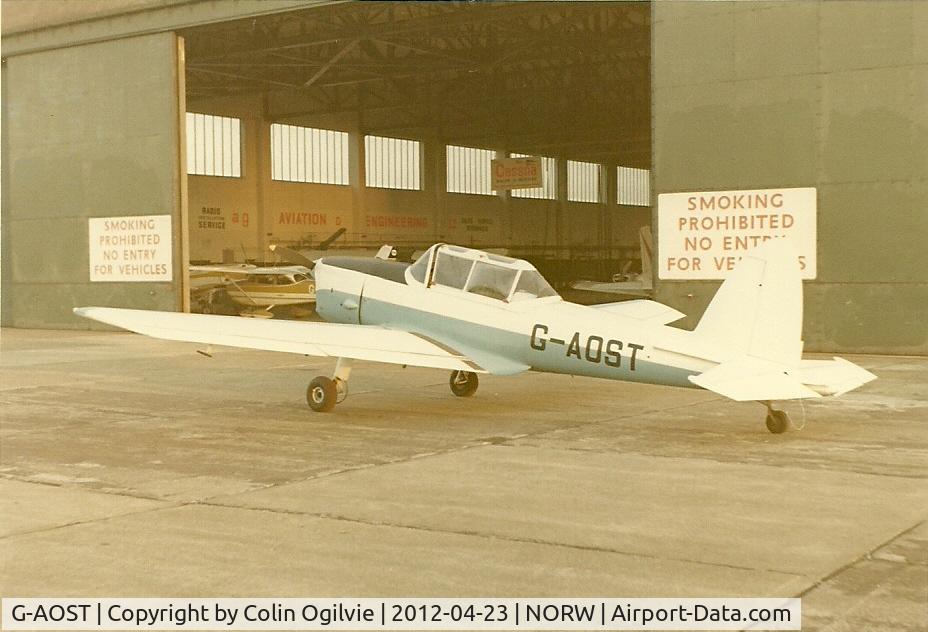 G-AOST, 1950 De Havilland DHC-1 Chipmunk T.10 C/N C1/0135, Flew this back in early 1960 time from Norwich Airport