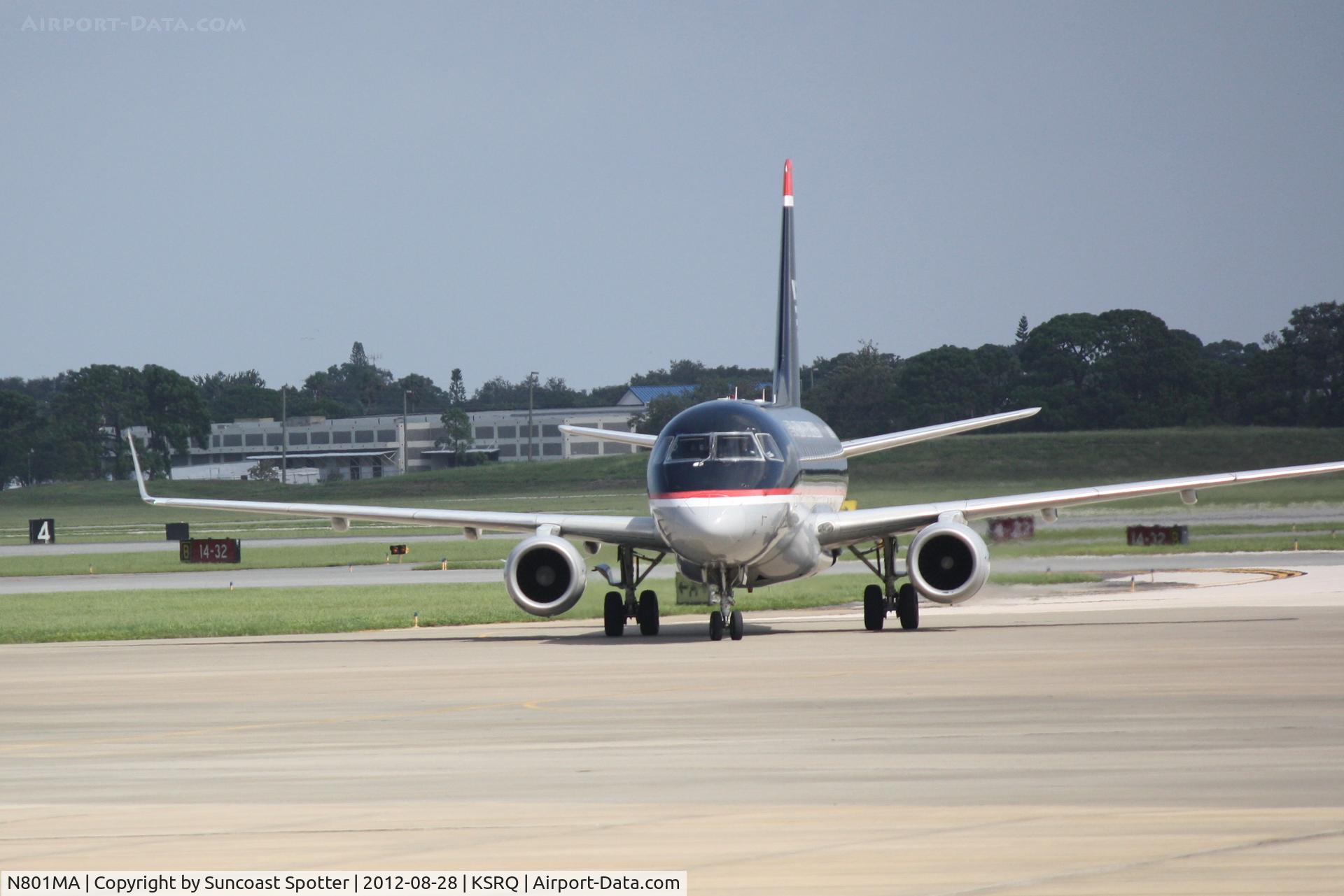 N801MA, 2004 Embraer 170SU (ERJ-170-100SU) C/N 17000012, US Air Flight 3327 operated by Republic arrives at Sarasota-Bradenton International Airport