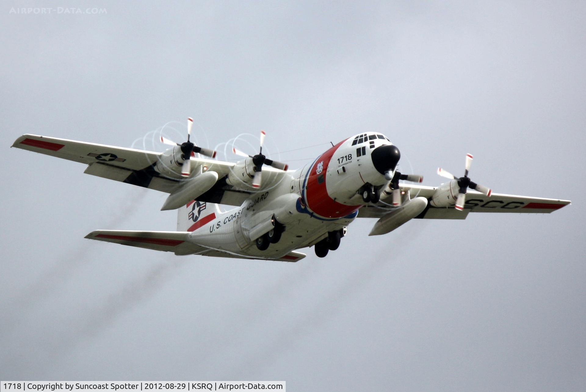1718, 1986 Lockheed C-130H Hercules C/N 382-5106, USCG Clearwater HC-130 Hercules performs touch and go's at Sarasota-Bradenton International Airport