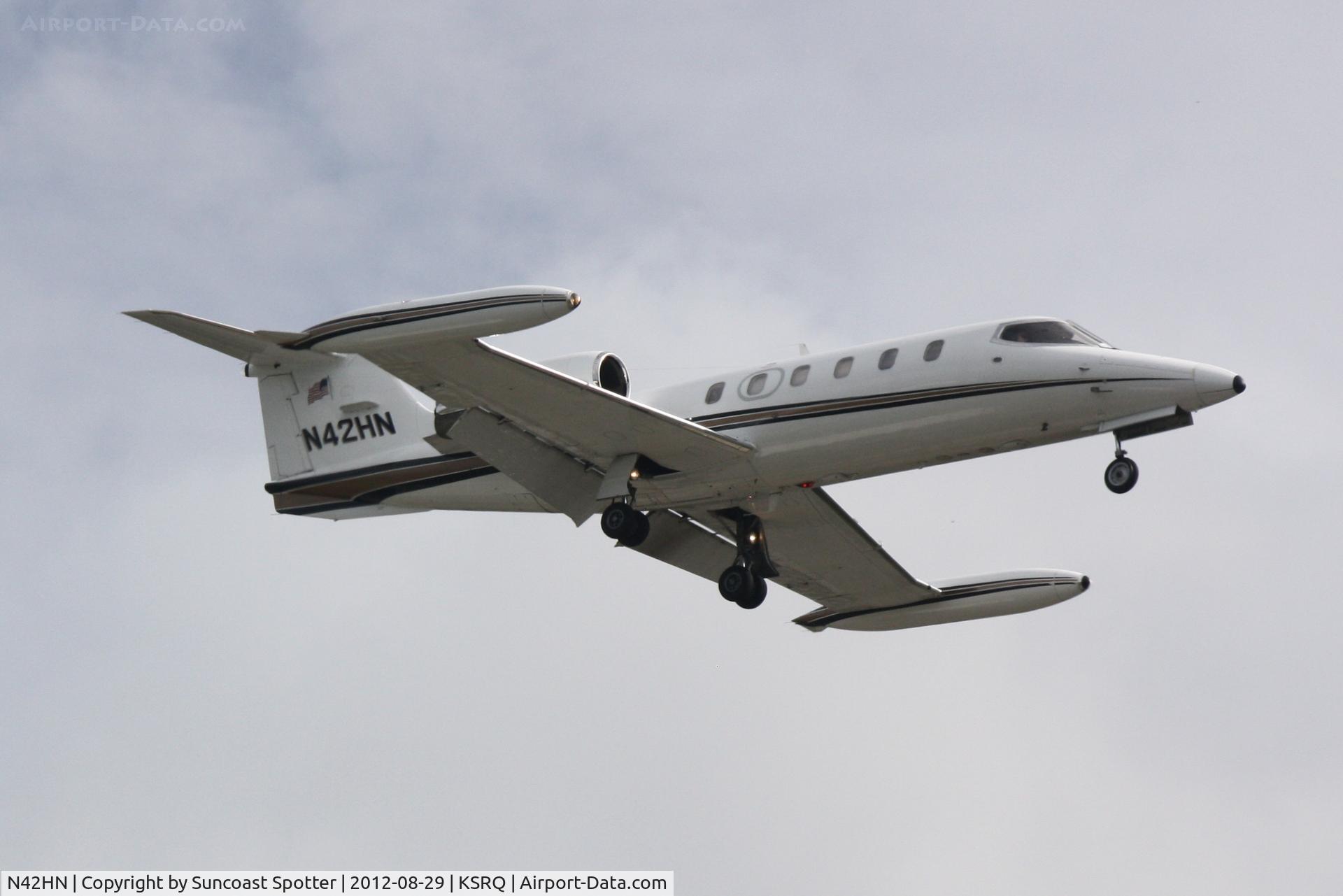 N42HN, 1983 Gates Learjet 35A C/N 507, Learjet 35 arrives at Sarasota-Bradenton International Airport following a flight from John C Tune Airport