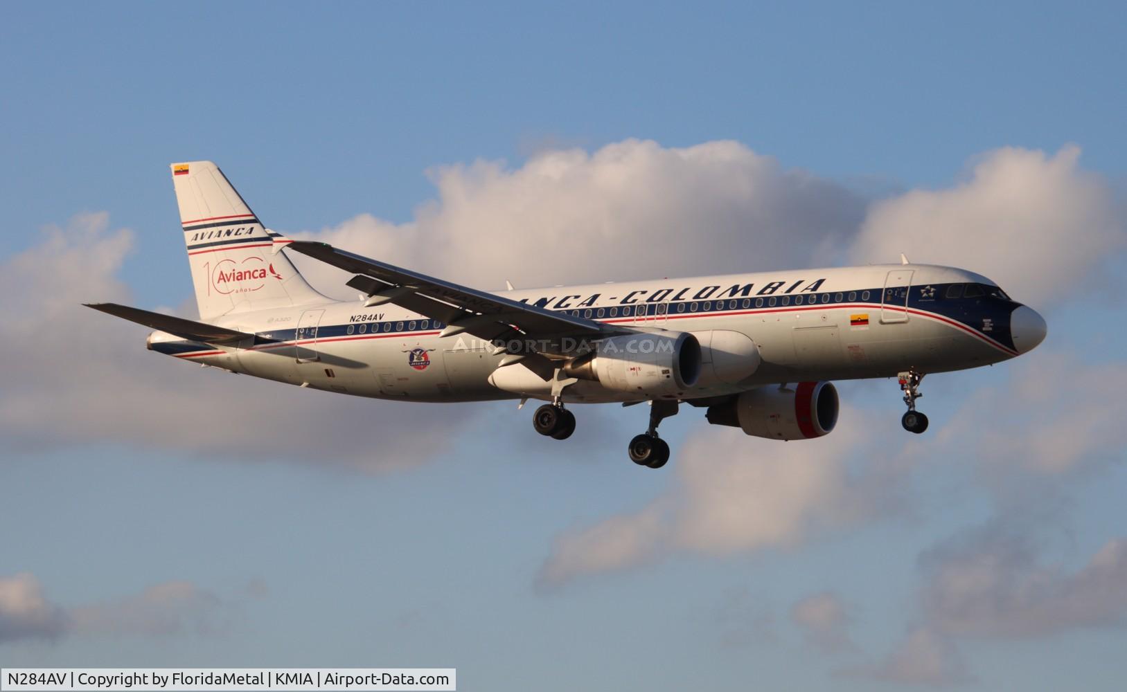 N284AV, 2010 Airbus A320-214 C/N 4284, AVA A320 retro zx mde, skrg-mia