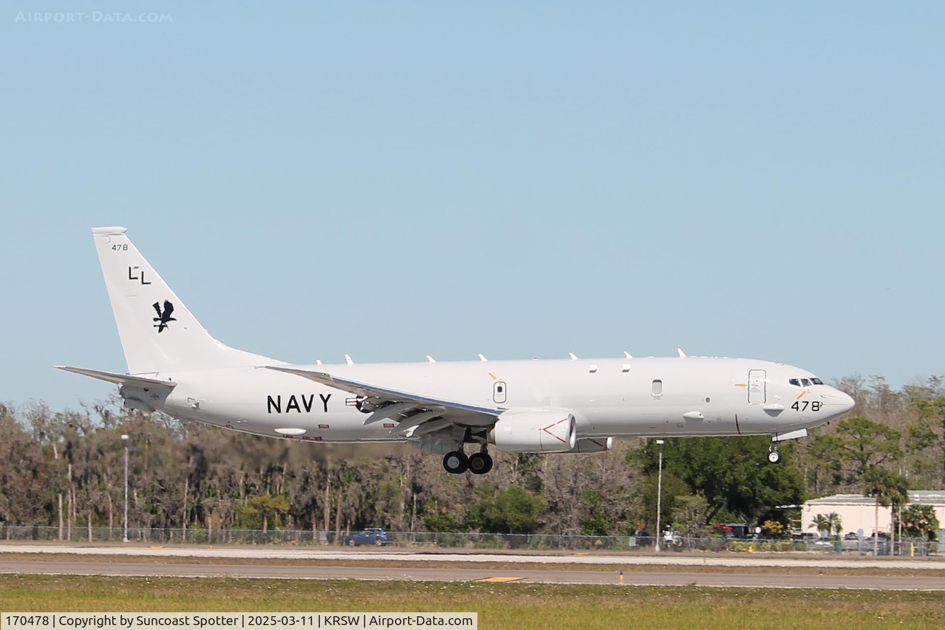170478, 2024 Boeing P-8A (737-8FV) Poseidon C/N 67444, Navy Lima Lima 78 work in the pattern at Southwest Florida International Airport