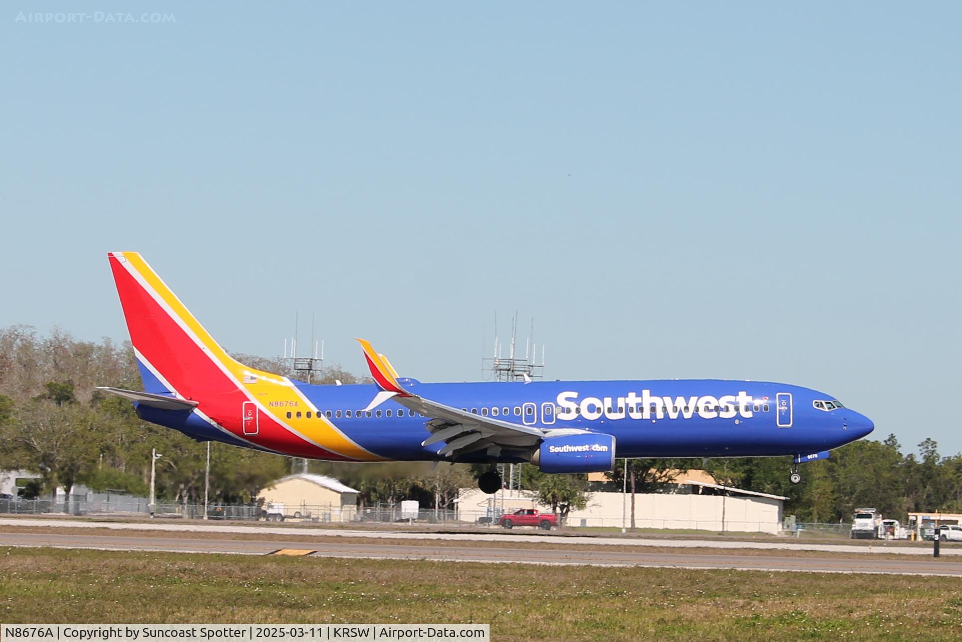 N8676A, 2015 Boeing 737-8H4 C/N 36941, Southwest Flight 1488 arrives at Southwest Florida International Airport following flight from St Louis-Lambert International Airport